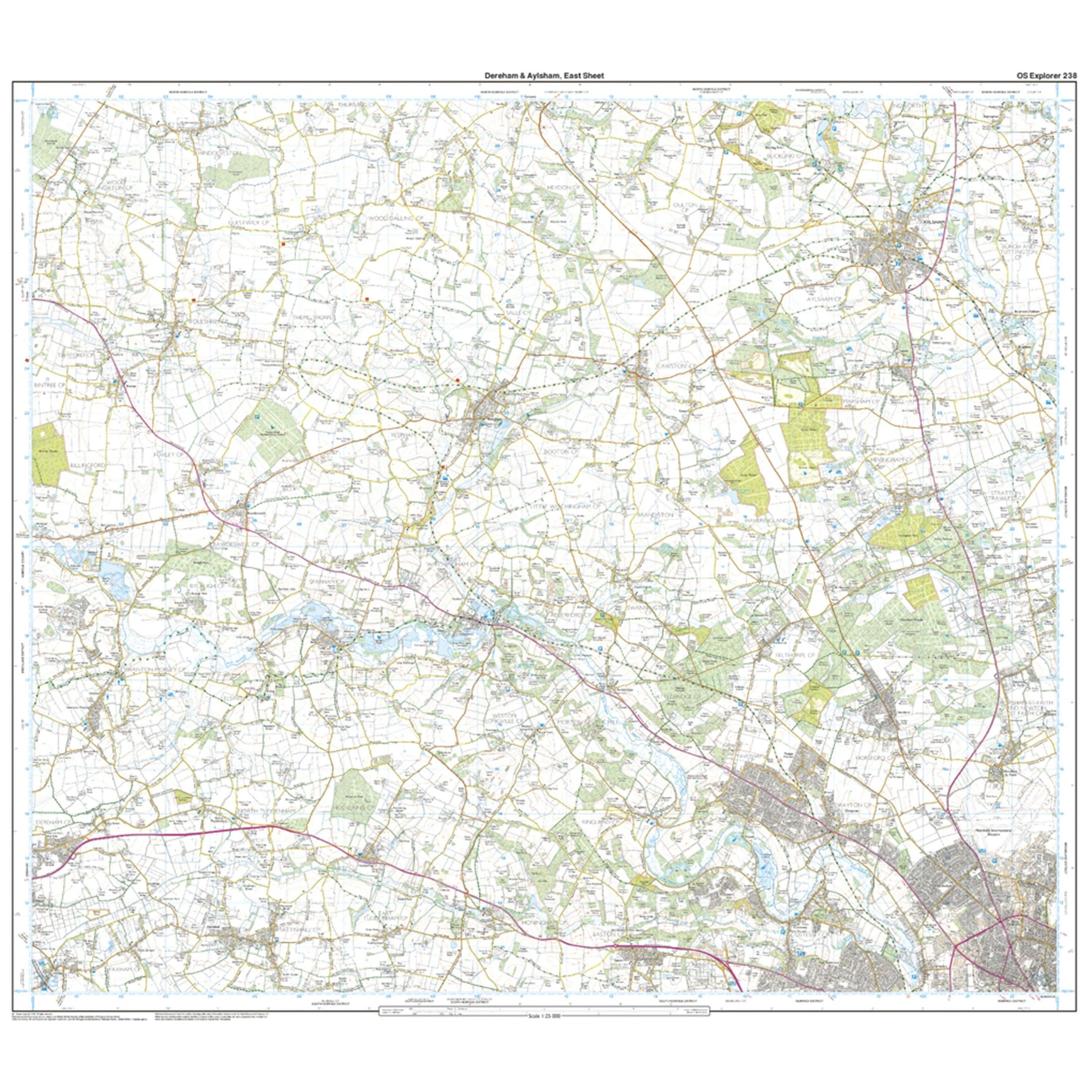 Explorer 238 East Dereham  Aylsham Map With Digital Version - Image 3