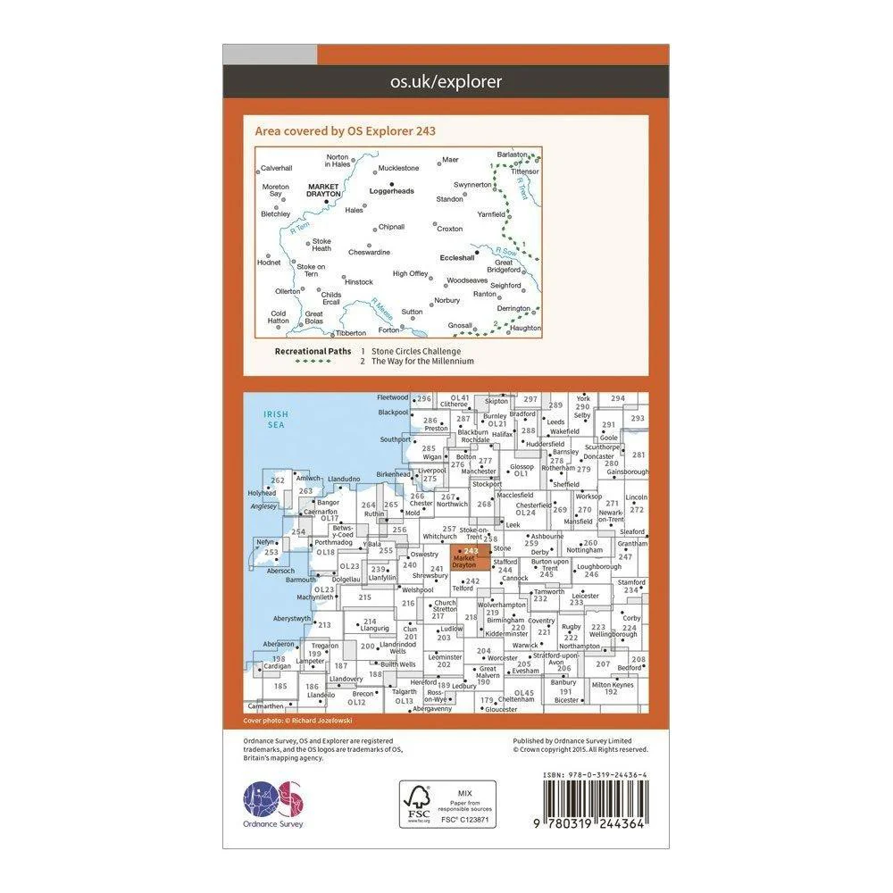 Explorer 243 Market Drayton Loggerheads  Eccleshall Map With Digital Version - Image 2