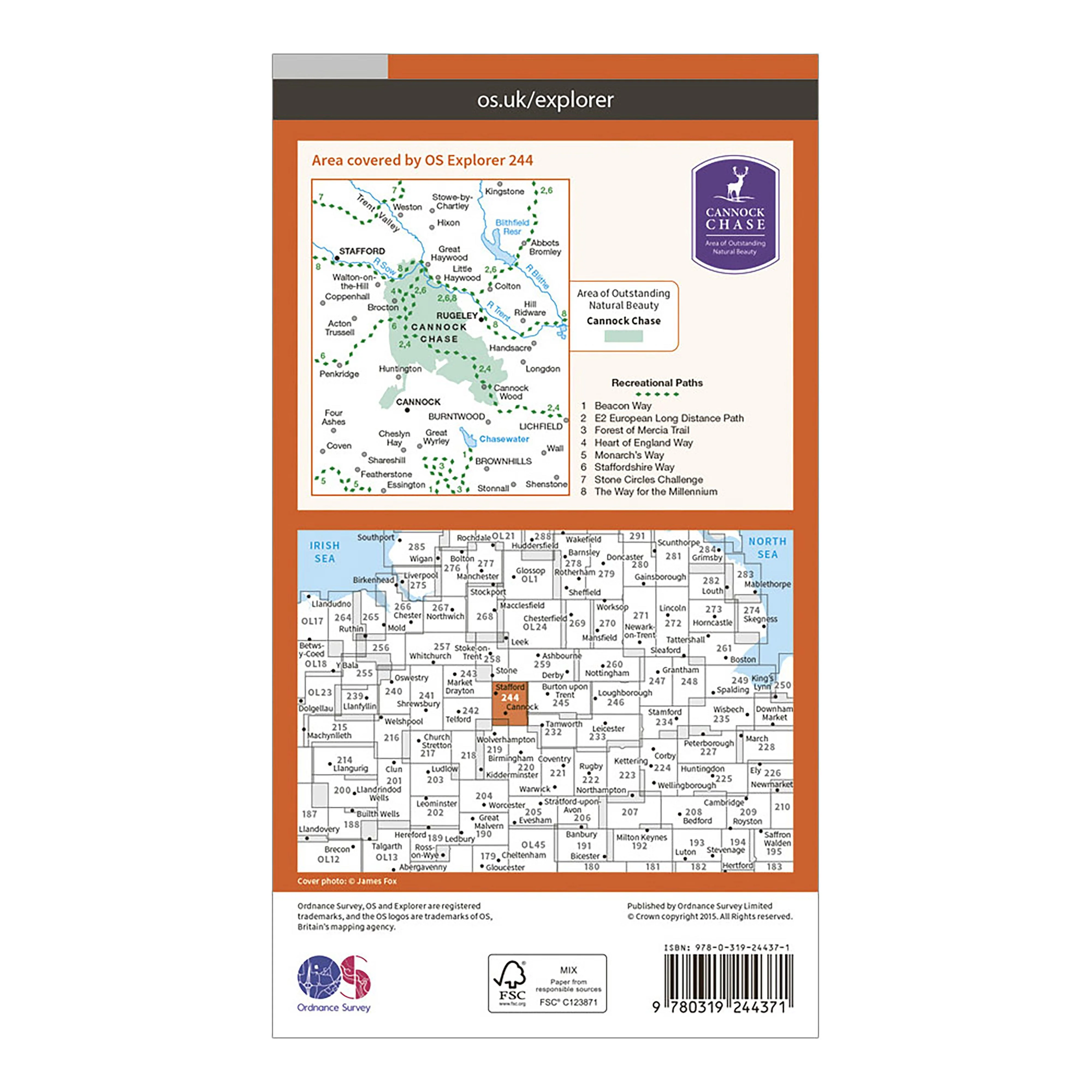 Explorer 244 Cannock Chase & Chasewater Map With Digital Version - Image 2