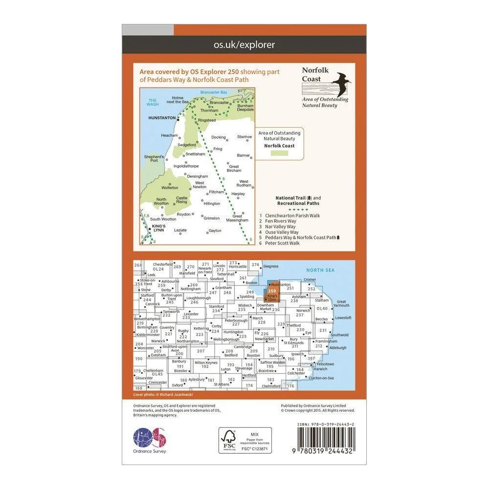 Explorer 250 Norfolk Coast West Map With Digital Version - Image 2