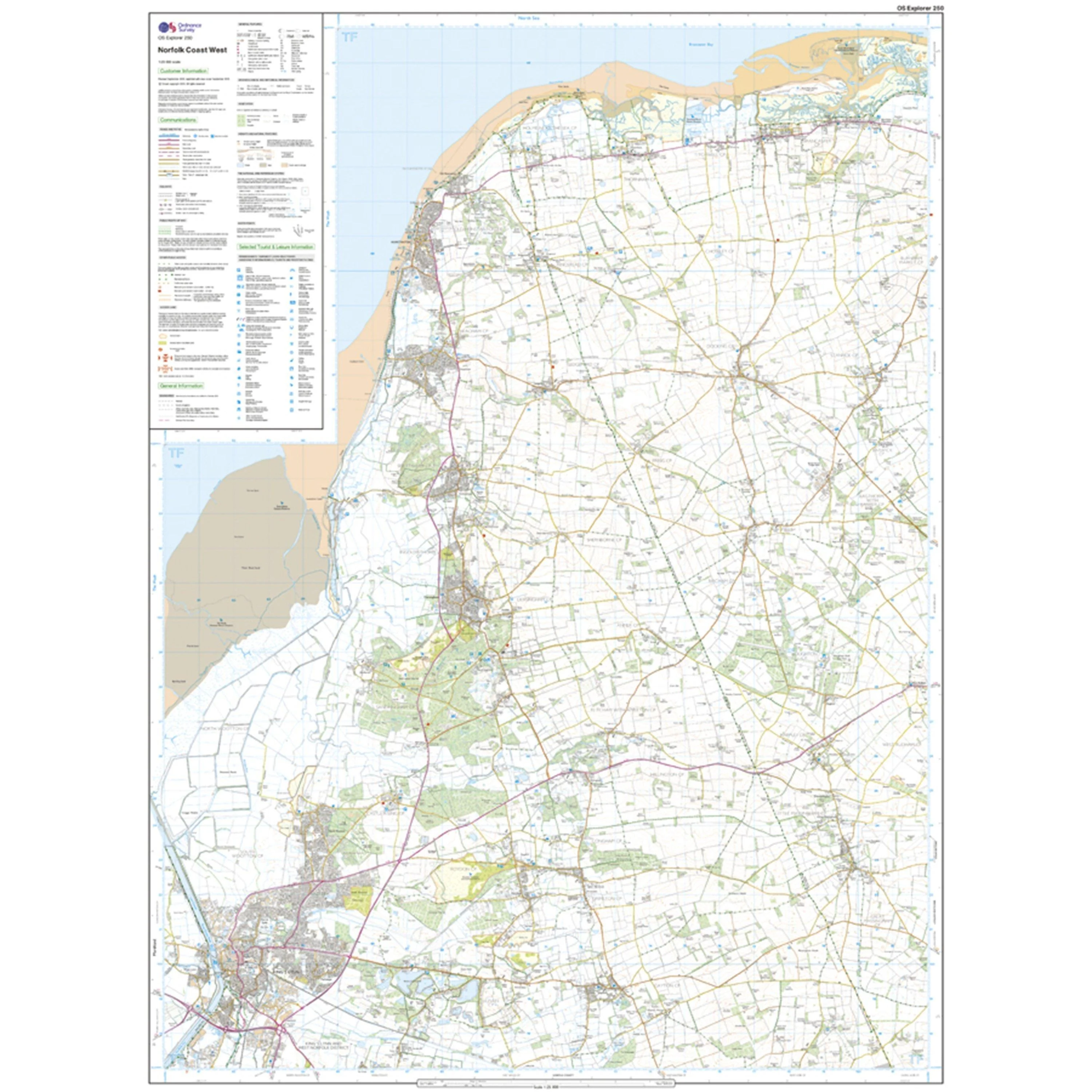 Explorer 250 Norfolk Coast West Map With Digital Version - Image 3