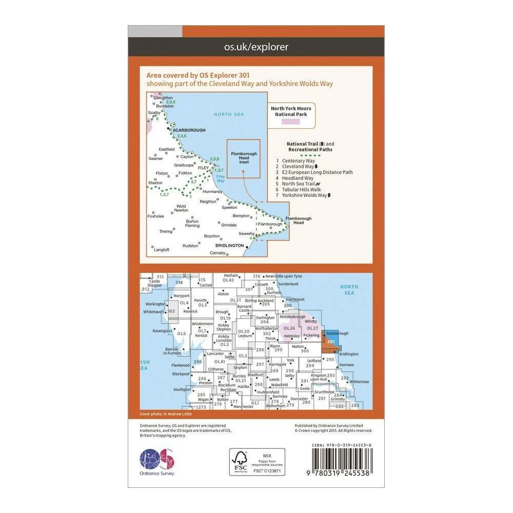 Explorer 301 Scarborough, Bridlington & Flamborough Head Map With Digital Version - Image 2