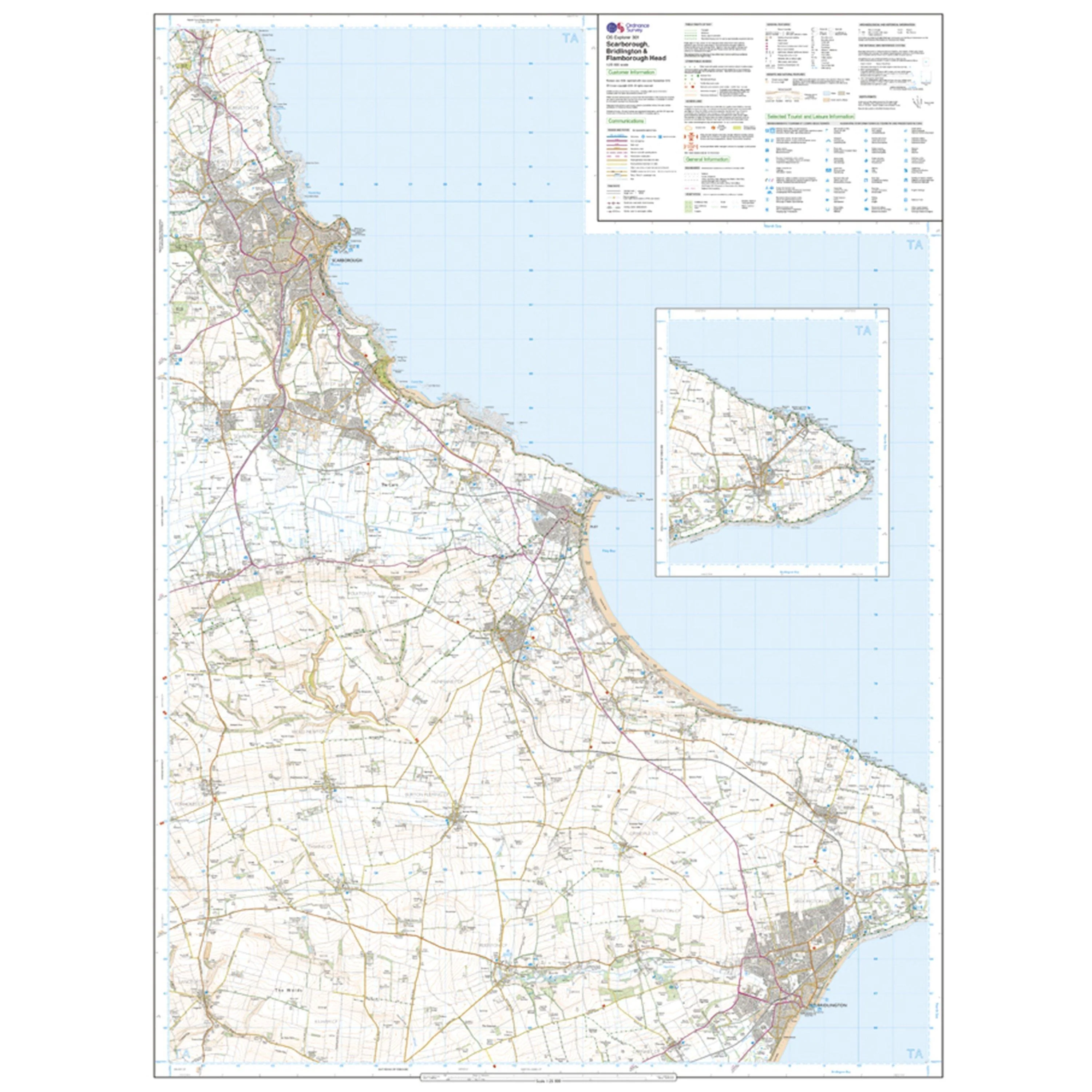 Explorer 301 Scarborough, Bridlington & Flamborough Head Map With Digital Version - Image 3