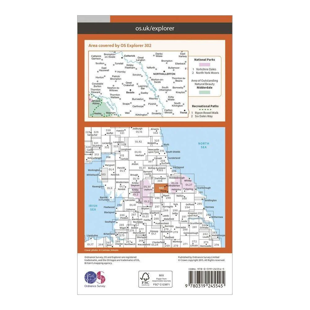 Explorer 302 Northallerton & Thirsk Map With Digital Version - Image 2