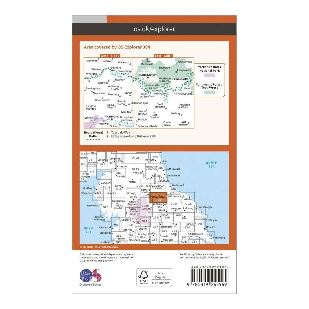 Explorer 304 Darlington & Richmond Map With Digital Version - Image 2