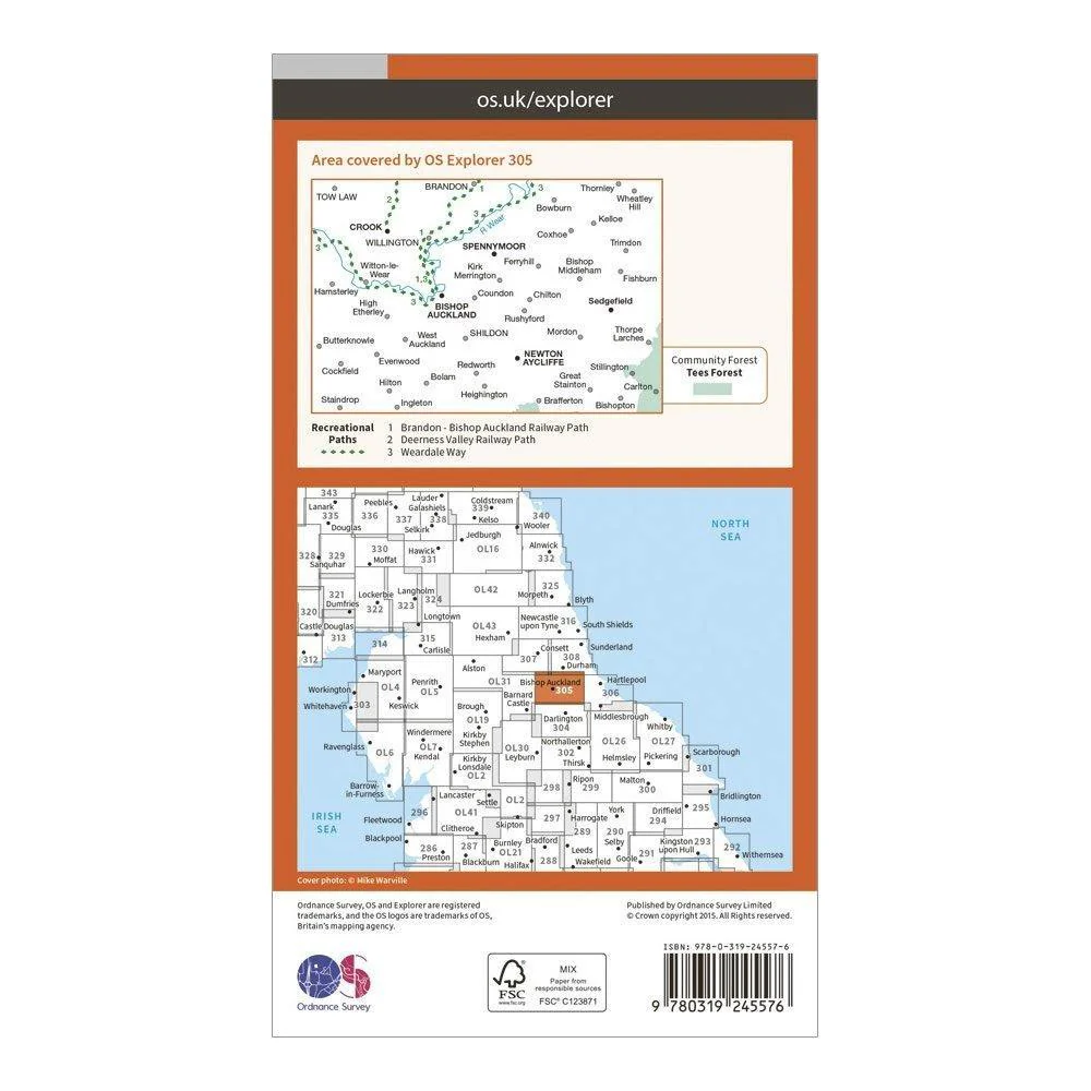 Explorer 305 Bishop Auckland Map With Digital Version - Image 2