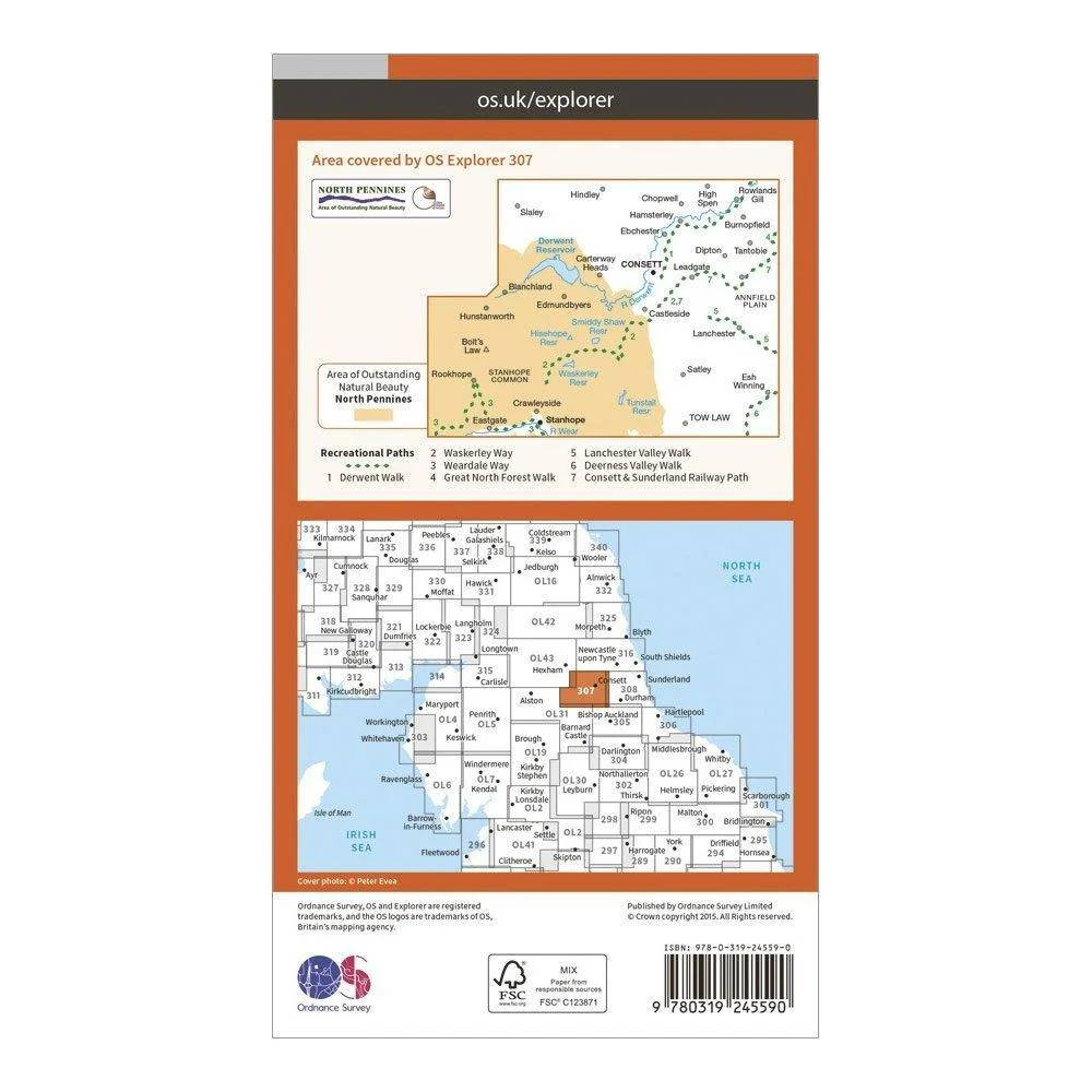 Explorer 307 Consett  Derwent Reservoir Map With Digital Version - Image 2