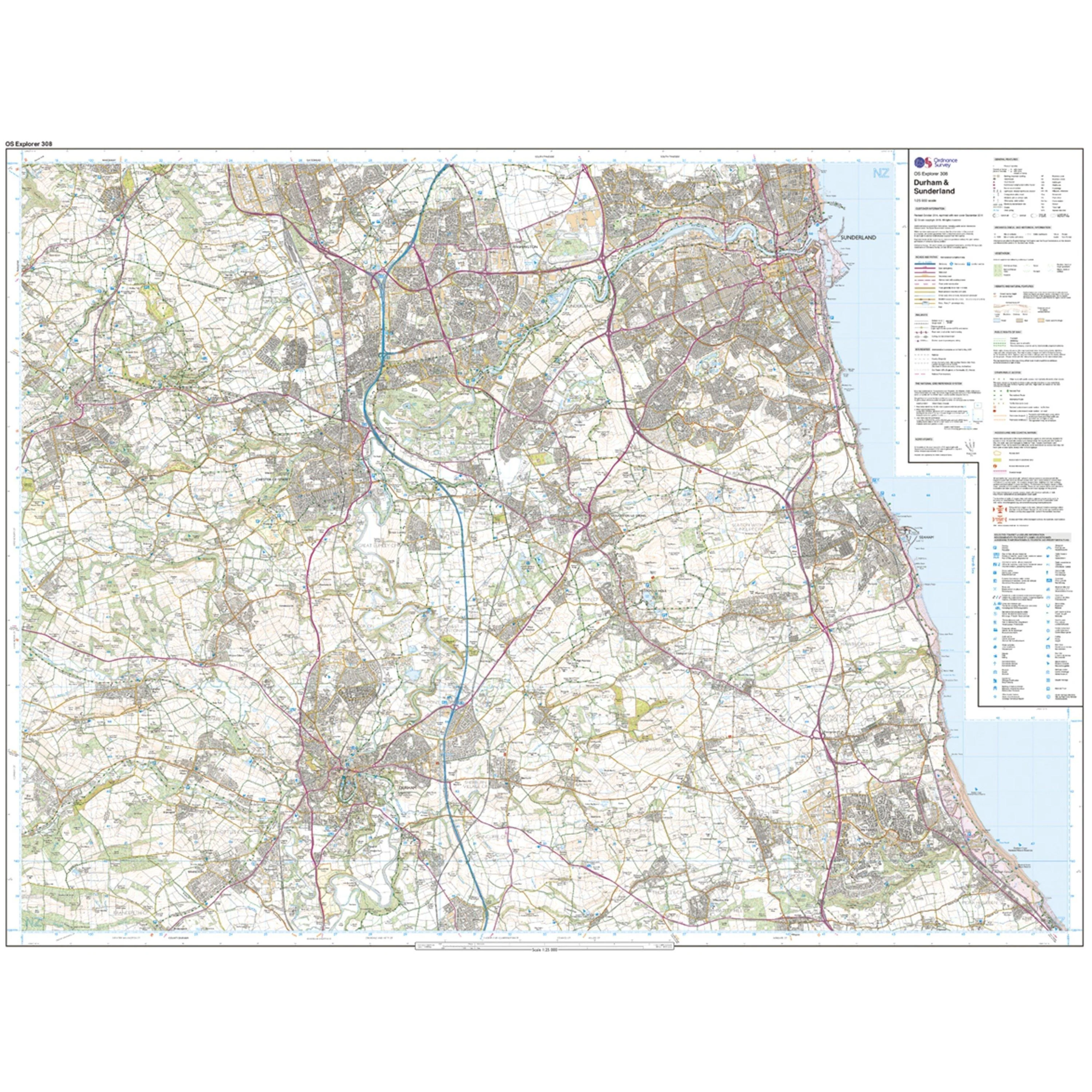 Explorer 308 Durham & Sunderland Map With Digital Version - Image 3