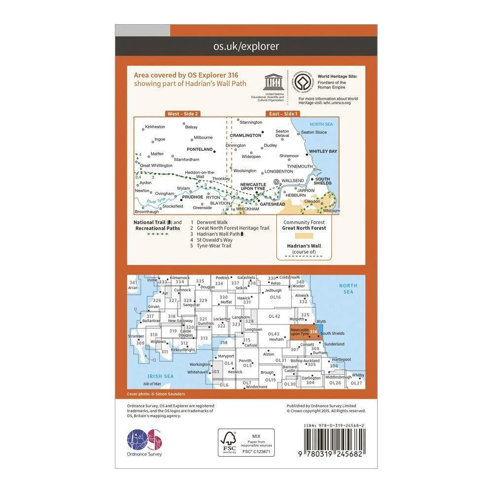 Explorer 316 Newcastle upon Tyne Map With Digital Version - Image 2