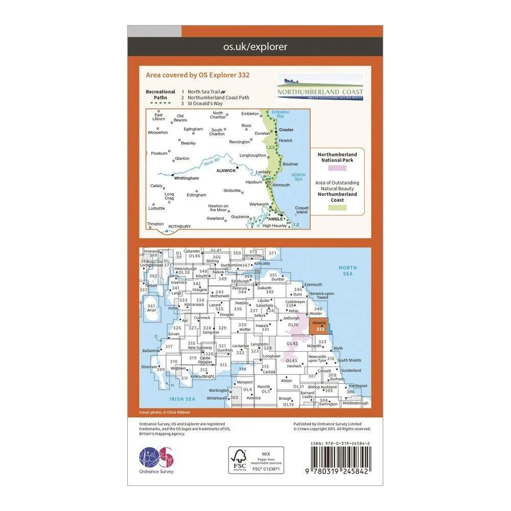 Explorer 332 Alnwick & Amble Map With Digital Version - Image 2