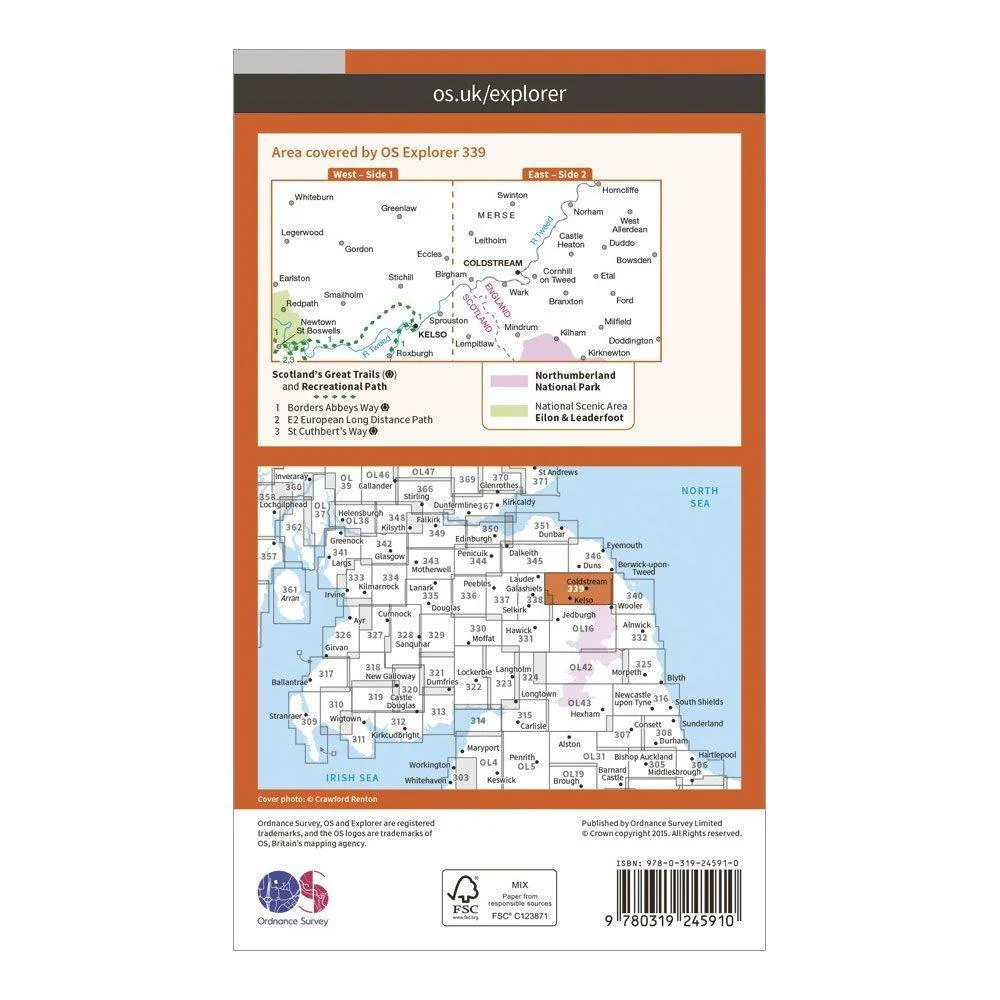 Explorer 339 Kelso, Coldstream & Lower Tweed Valley Map With Digital Version - Image 2