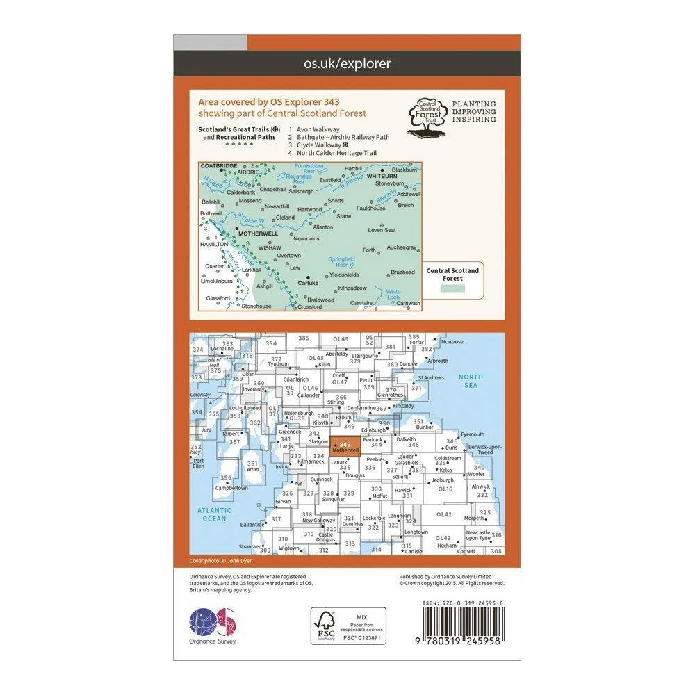 Explorer 343 Motherwell & Coatbridge Map With Digital Version - Image 2