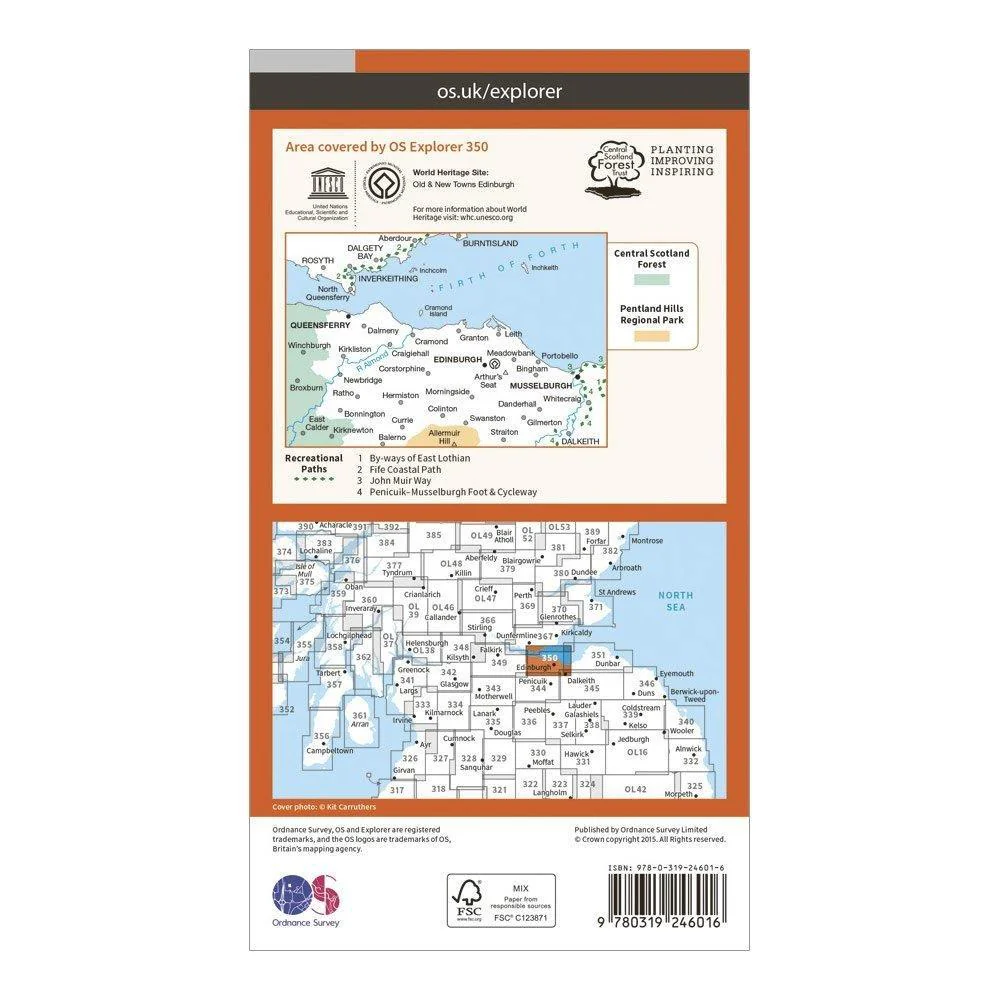 Explorer 350 Edinburgh Map With Digital Version - Image 2