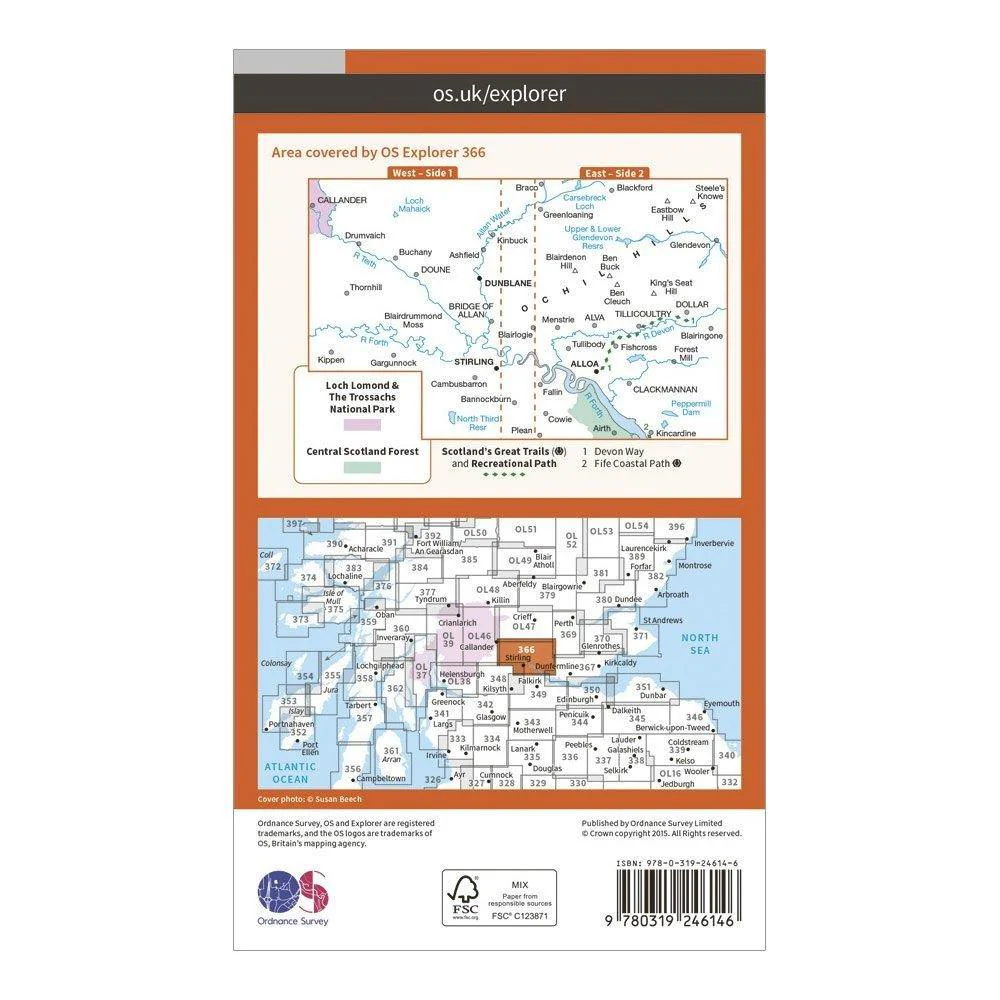 Explorer 366 Stirling & Ochil Hills Map With Digital Version - Image 2