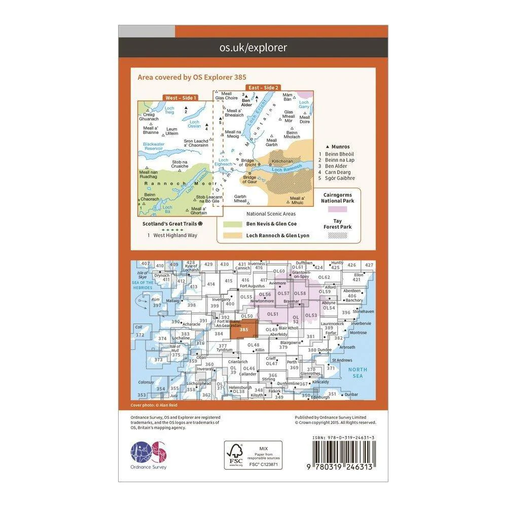 Explorer 385 Rannoch Moor & Ben Alder Map With Digital Version - Image 2
