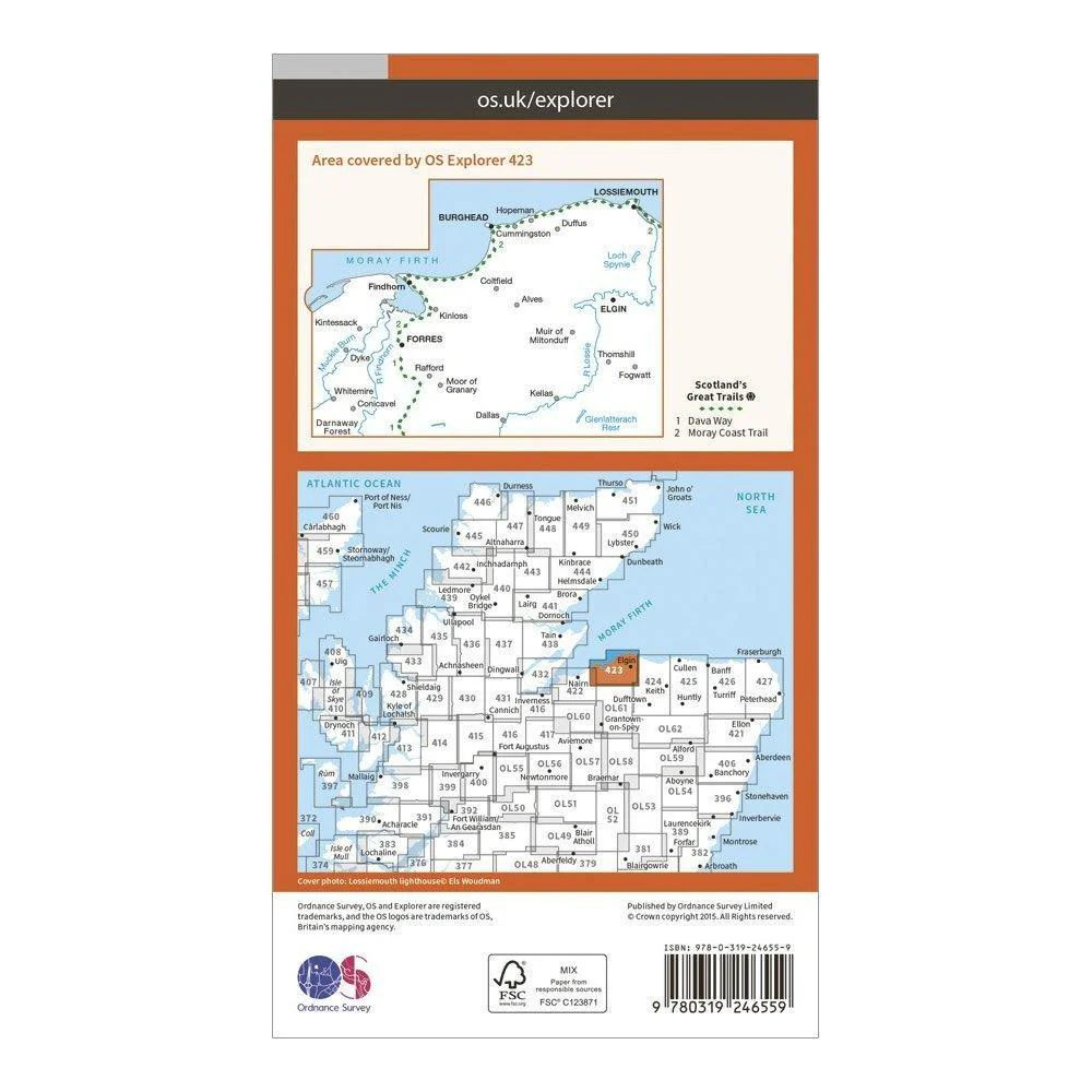 Explorer 423 Elgin, Forres & Lossiemouth Map With Digital Version - Image 2
