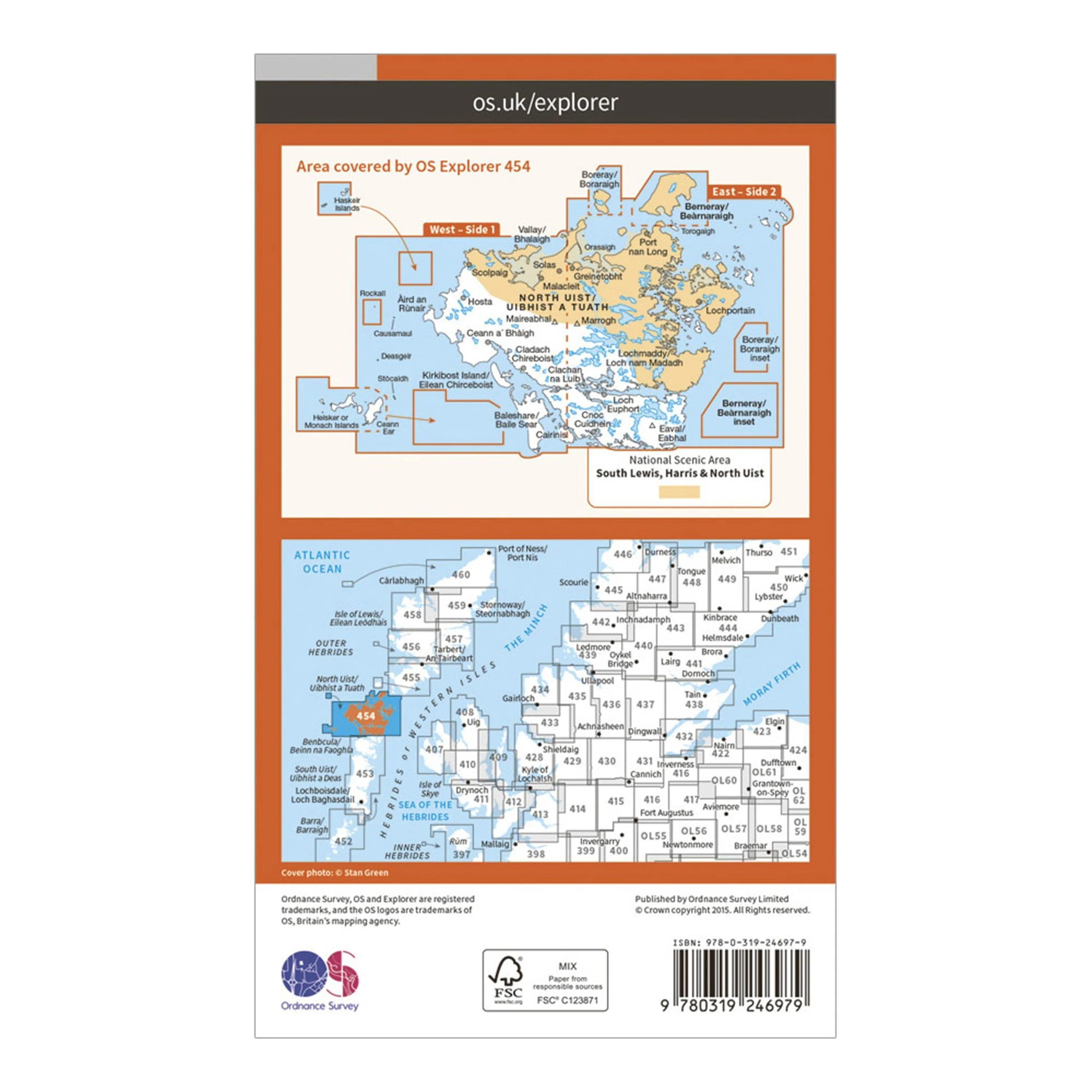 Explorer 454 North Uist & Berneray Map With Digital Version - Image 2