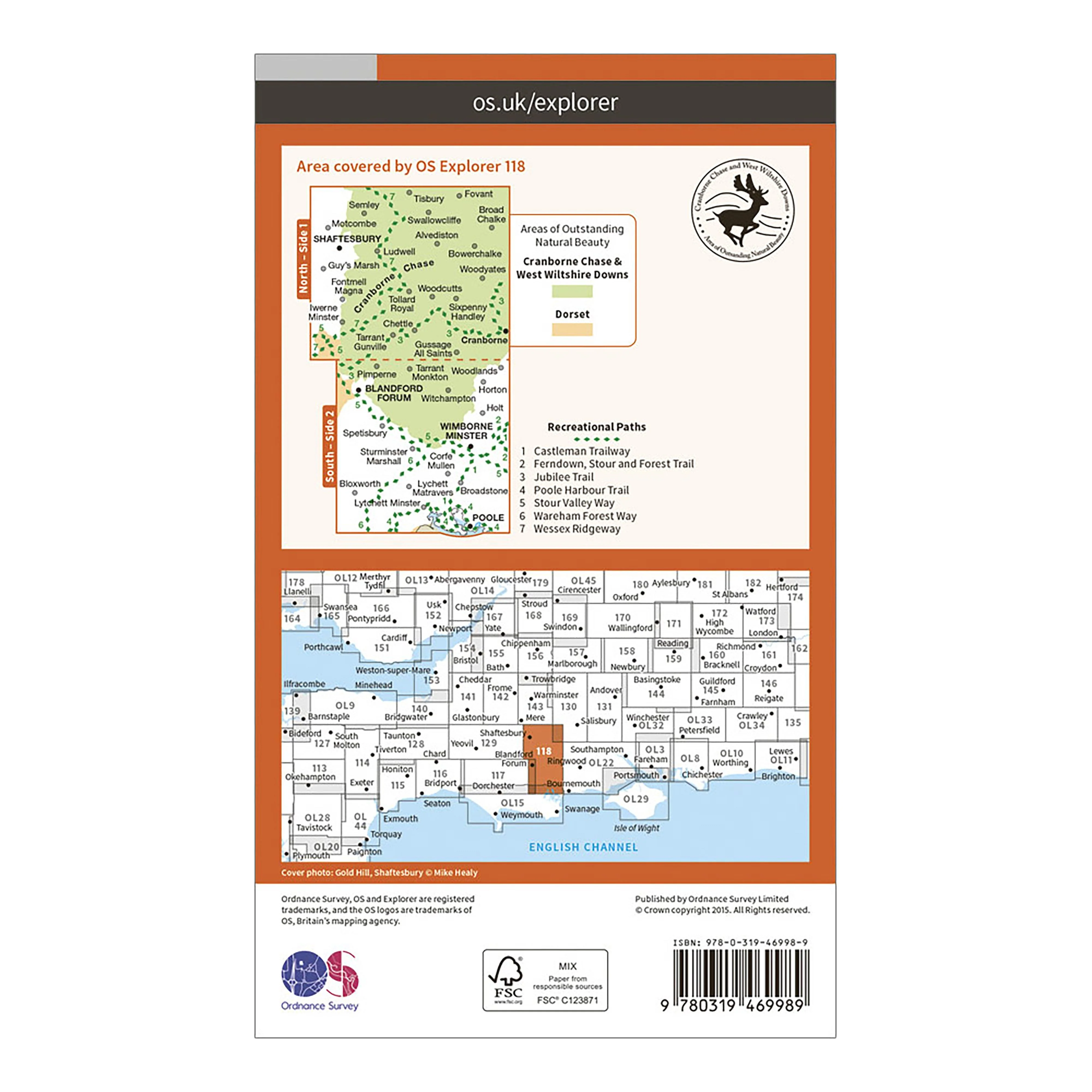 Explorer Active 118 Shaftesbury & Cranborne Chase Map With Digital Version - Image 2