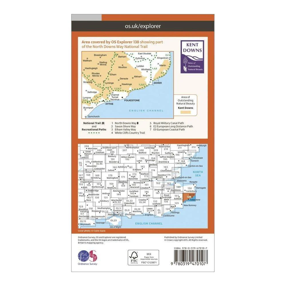 Explorer Active 138 Dover, Folkstore & Hythe Map With Digital Version - Image 2