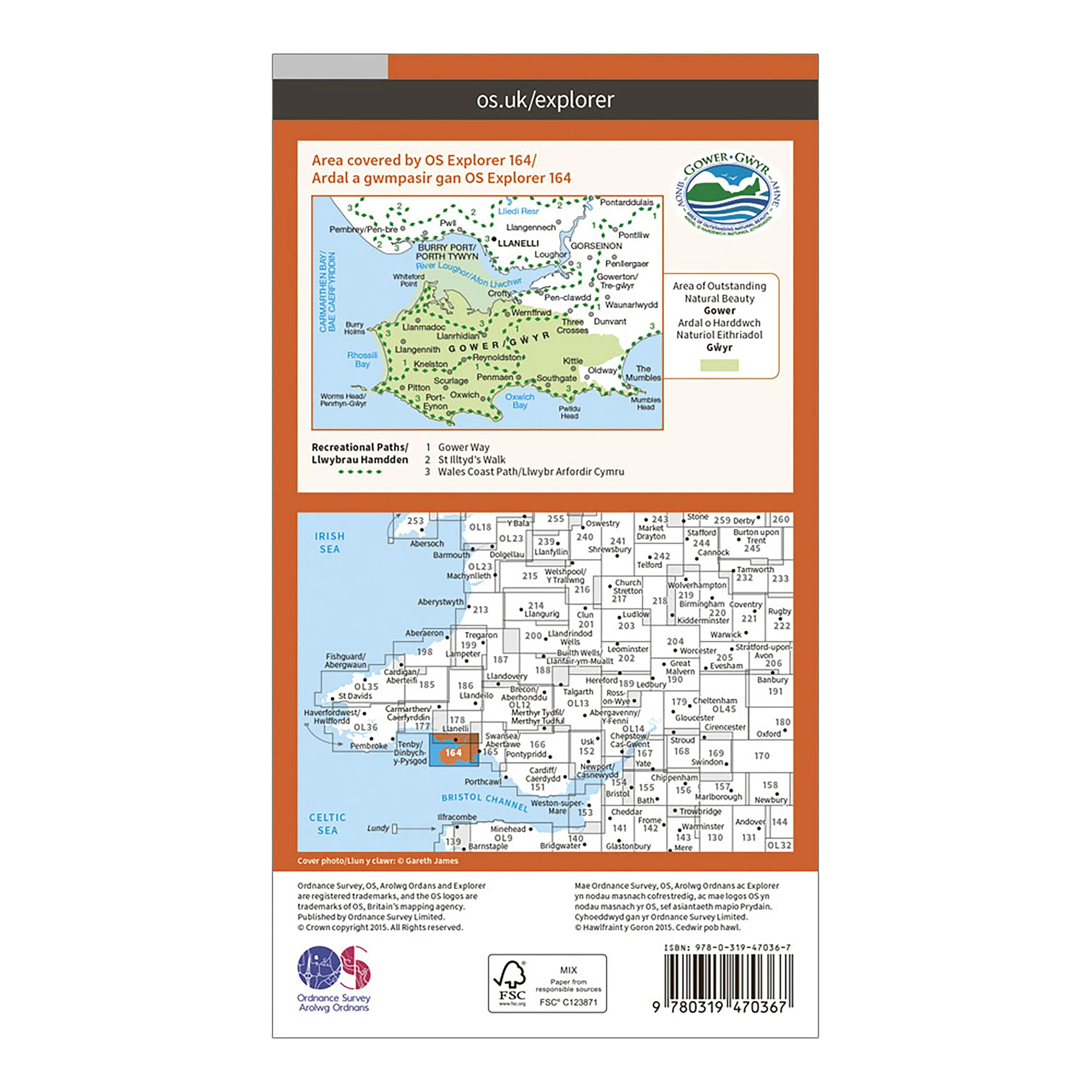 Explorer Active 164 Gower & Llanelli Map With Digital Version - Image 2