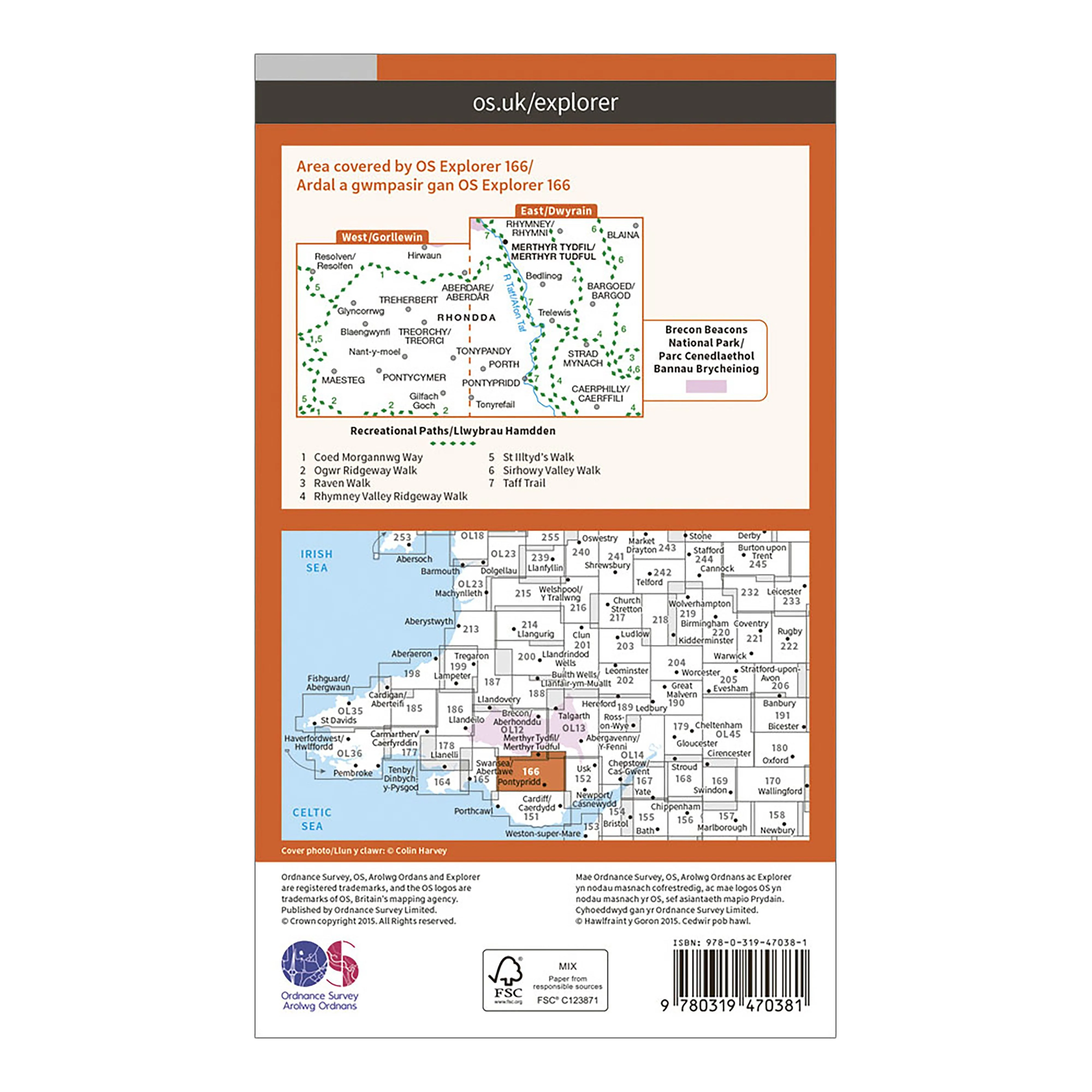 Explorer Active 166 Rhondda  Merthyr Tydfil Map with Digital Version - Image 2