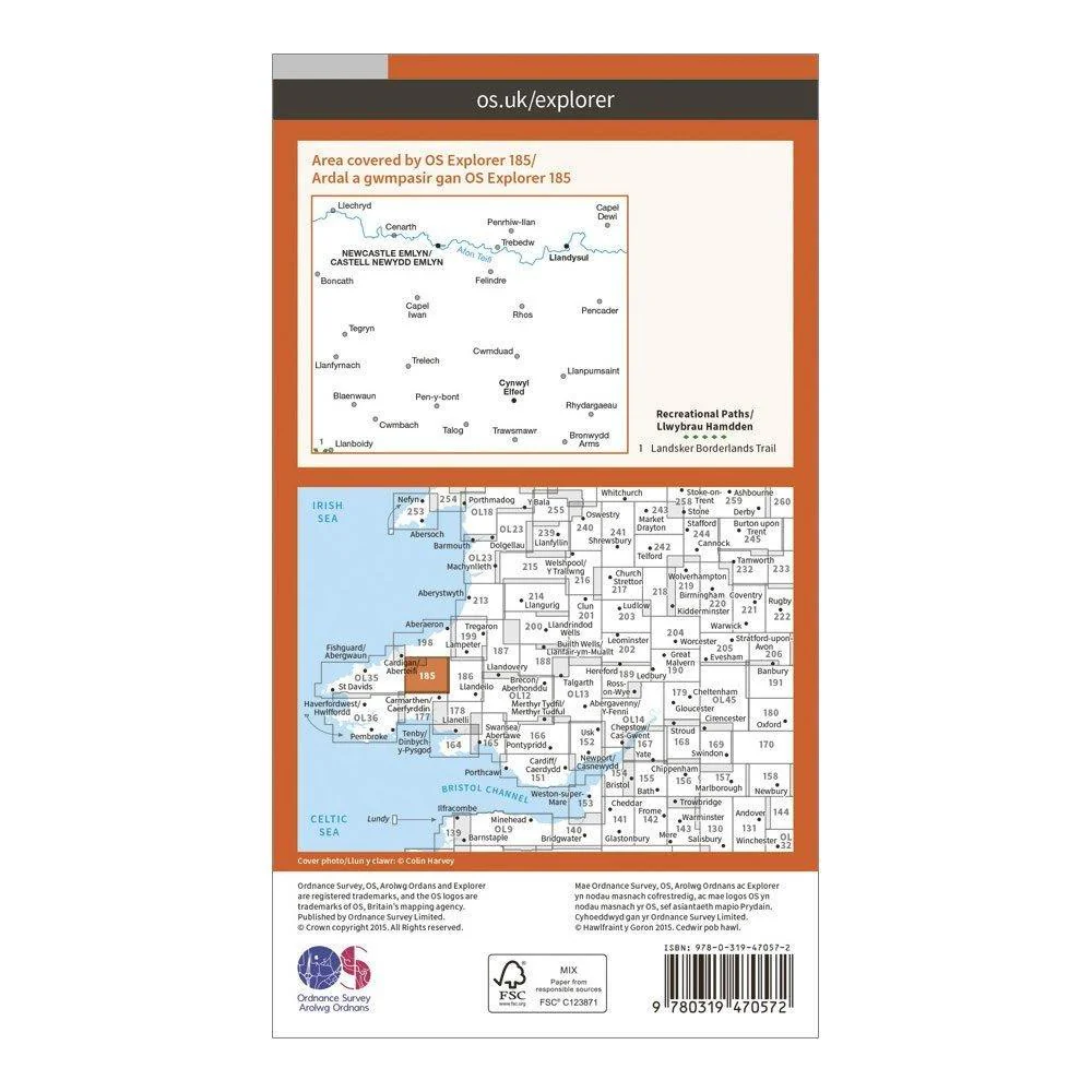 Explorer Active 185 Newcastle Emlyn, Llandysul & Cynwyl Elfed Map With Digital Version - Image 2