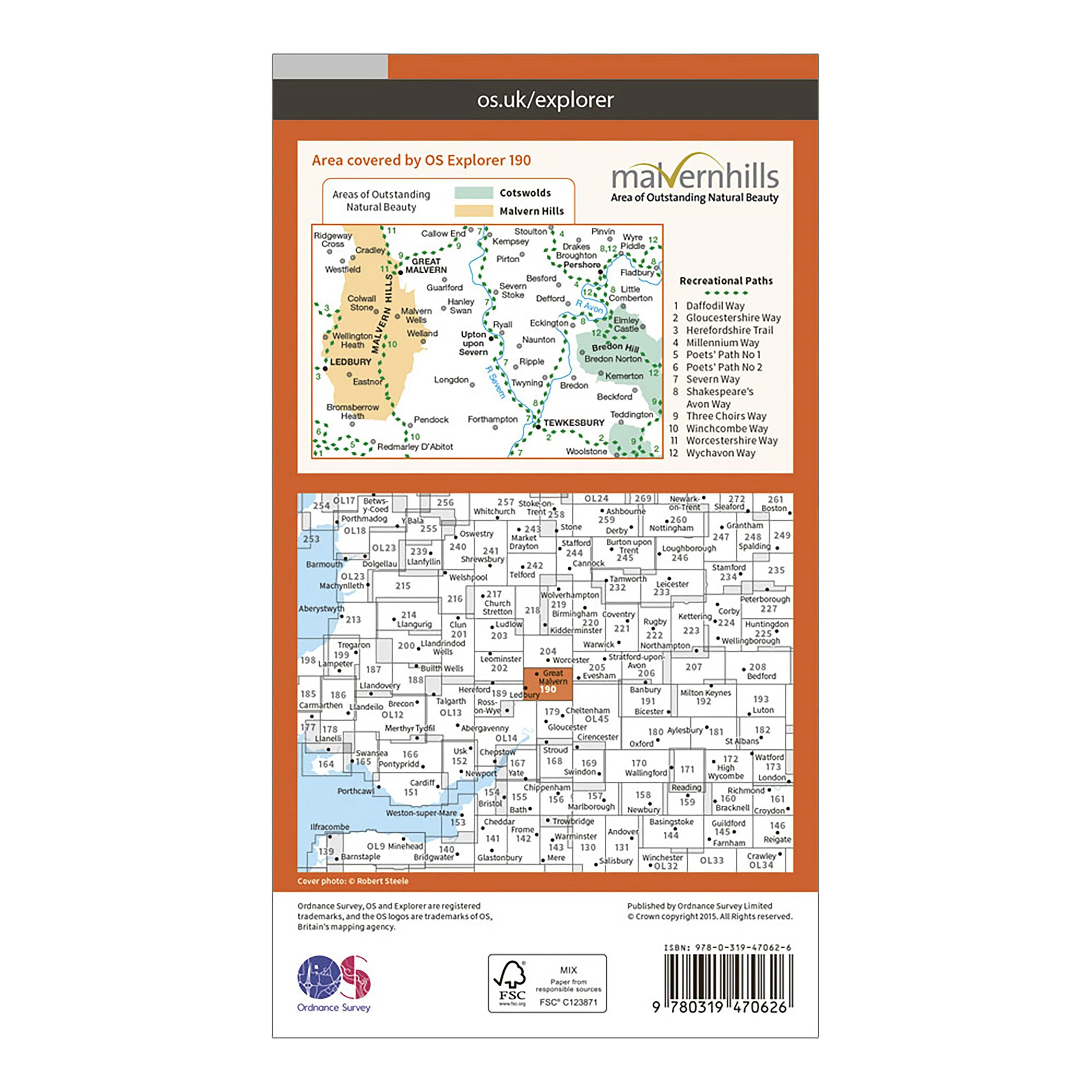 Explorer Active 190 Malvern Hills & Bredon Hill Map With Digital Version - Image 2