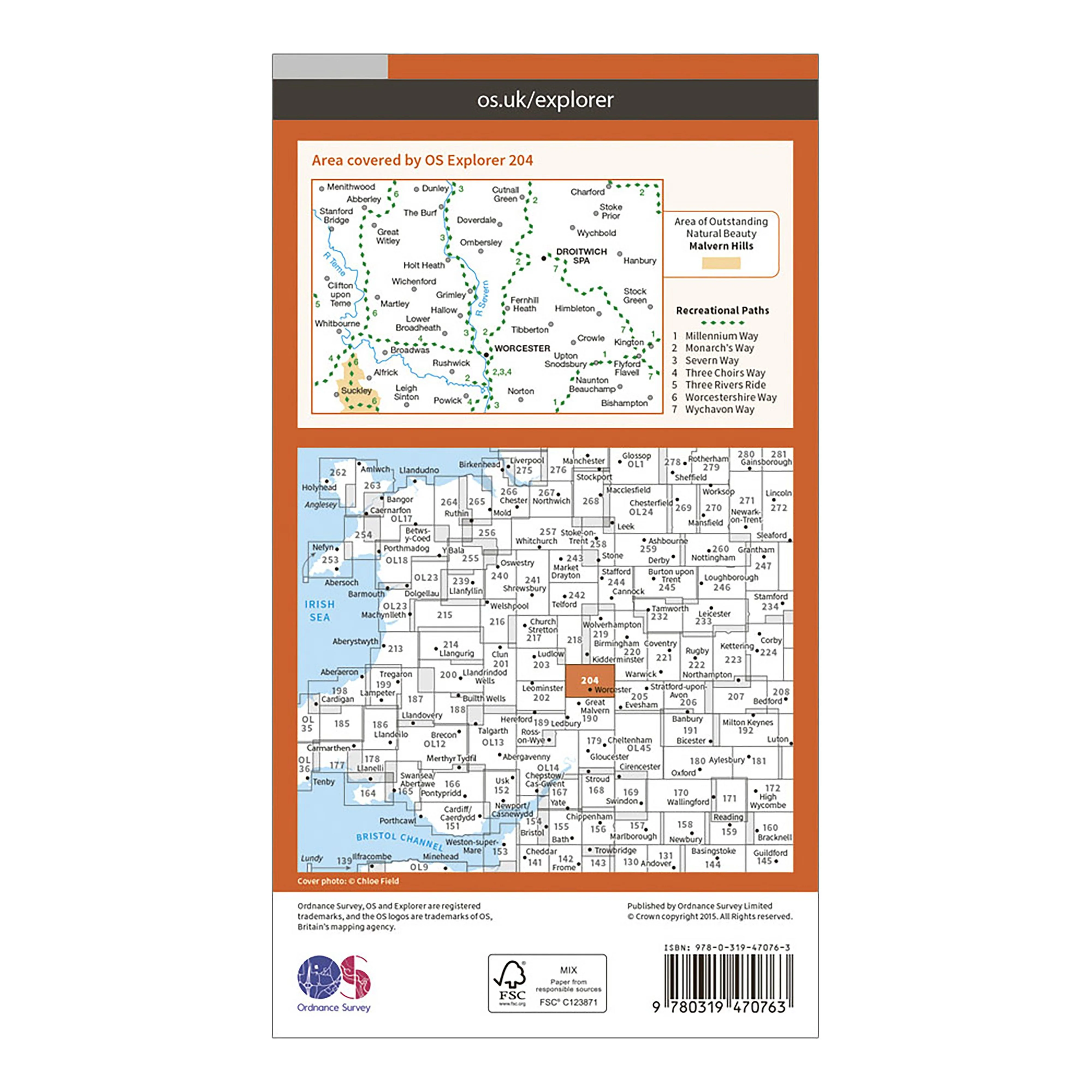 Explorer Active 204 Worcester & Droitwich Spa Map With Digital Version - Image 2