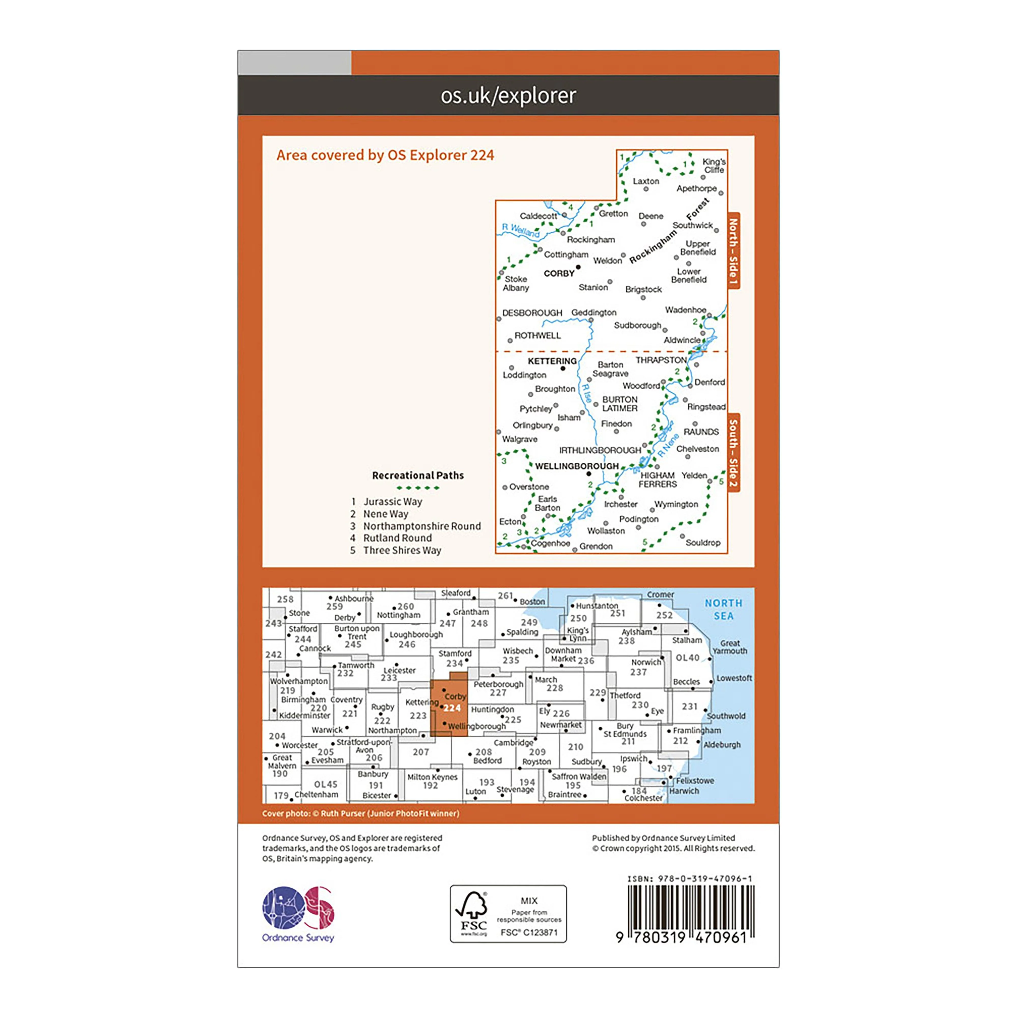 Explorer Active 224 Corby, Kettering & Wellingborough Map With Digital Version - Image 2