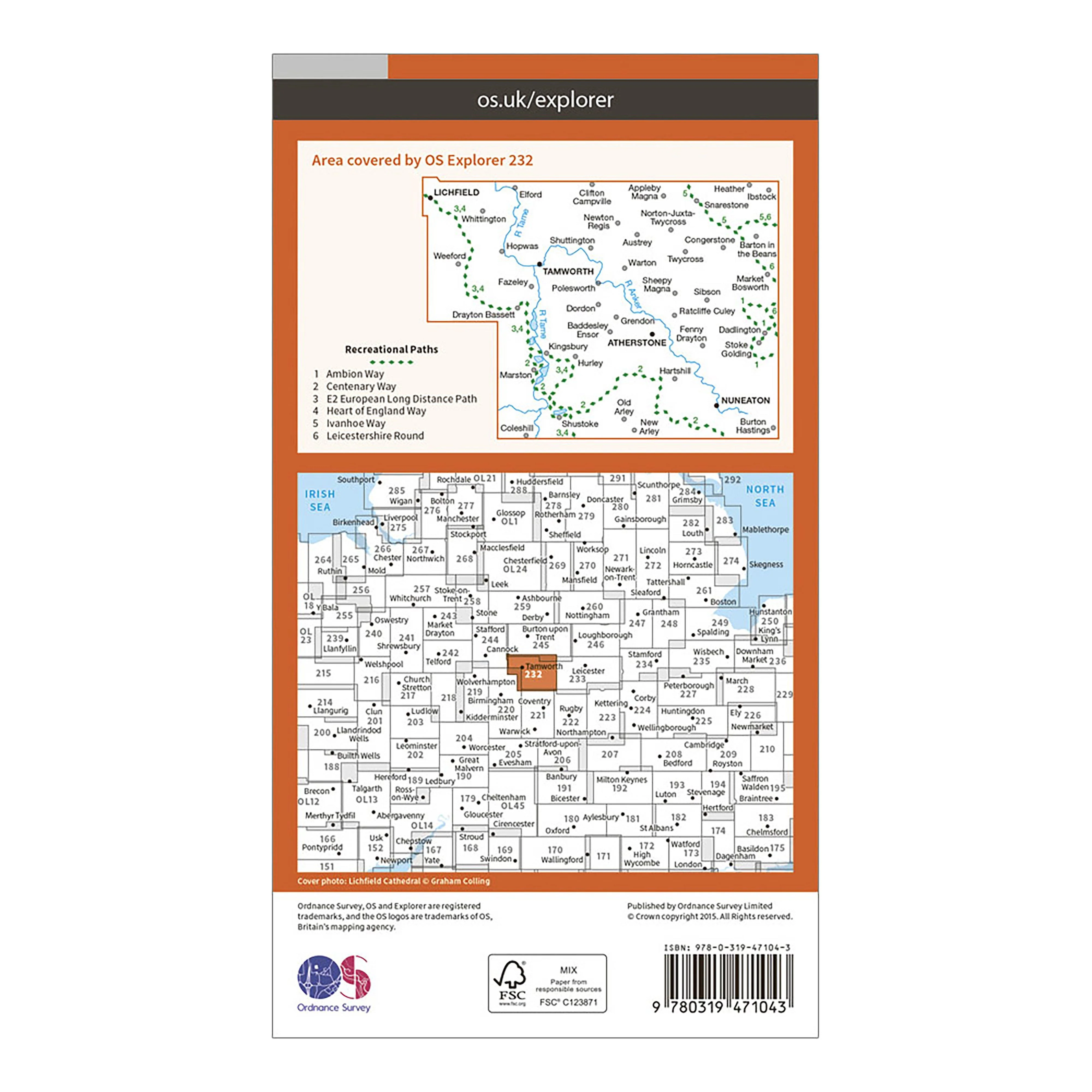 Explorer Active 232 Nuneaton & Tamworth Map With Digital Version - Image 2