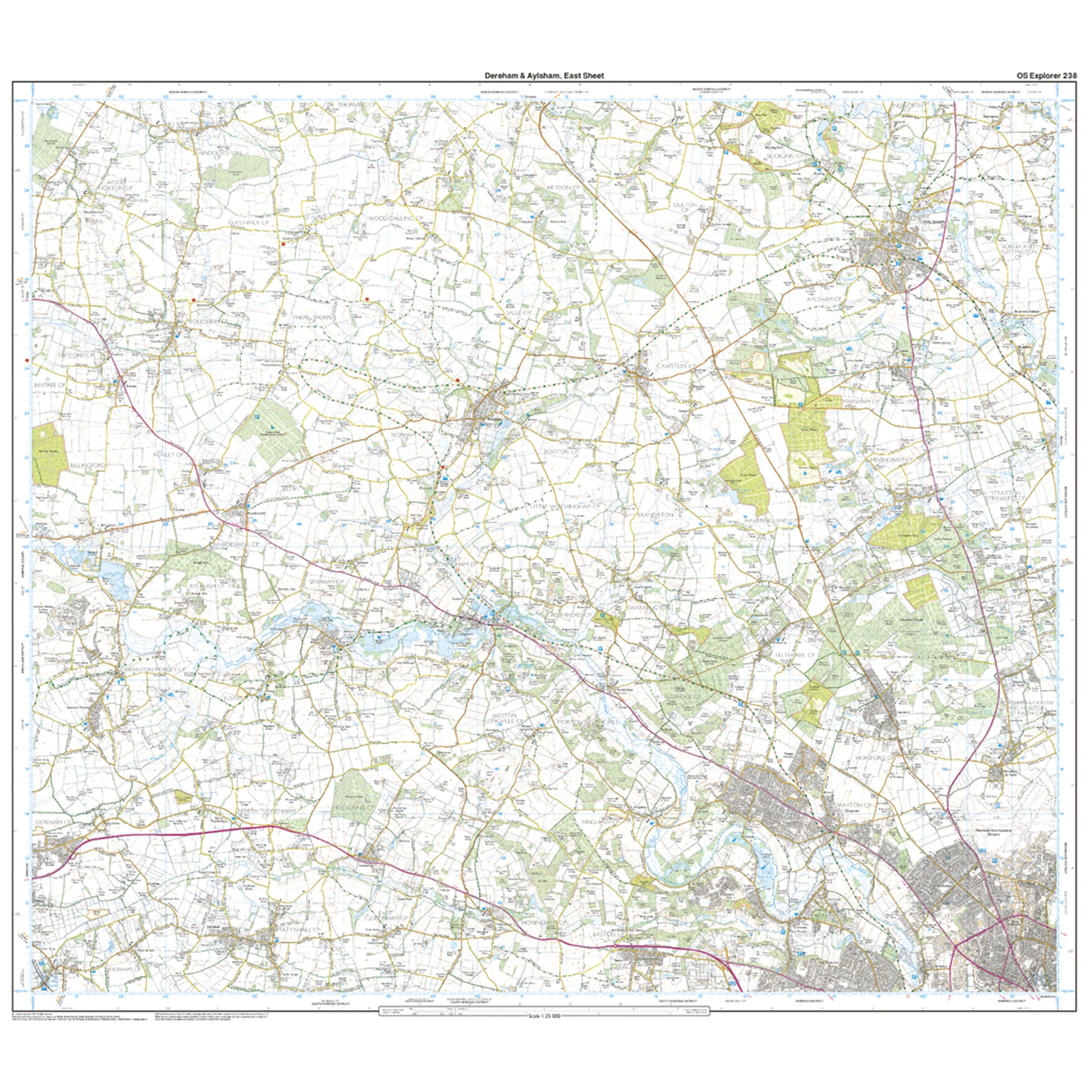 Explorer Active 238 East Dereham & Aylsham Map With Digital Version - Image 3