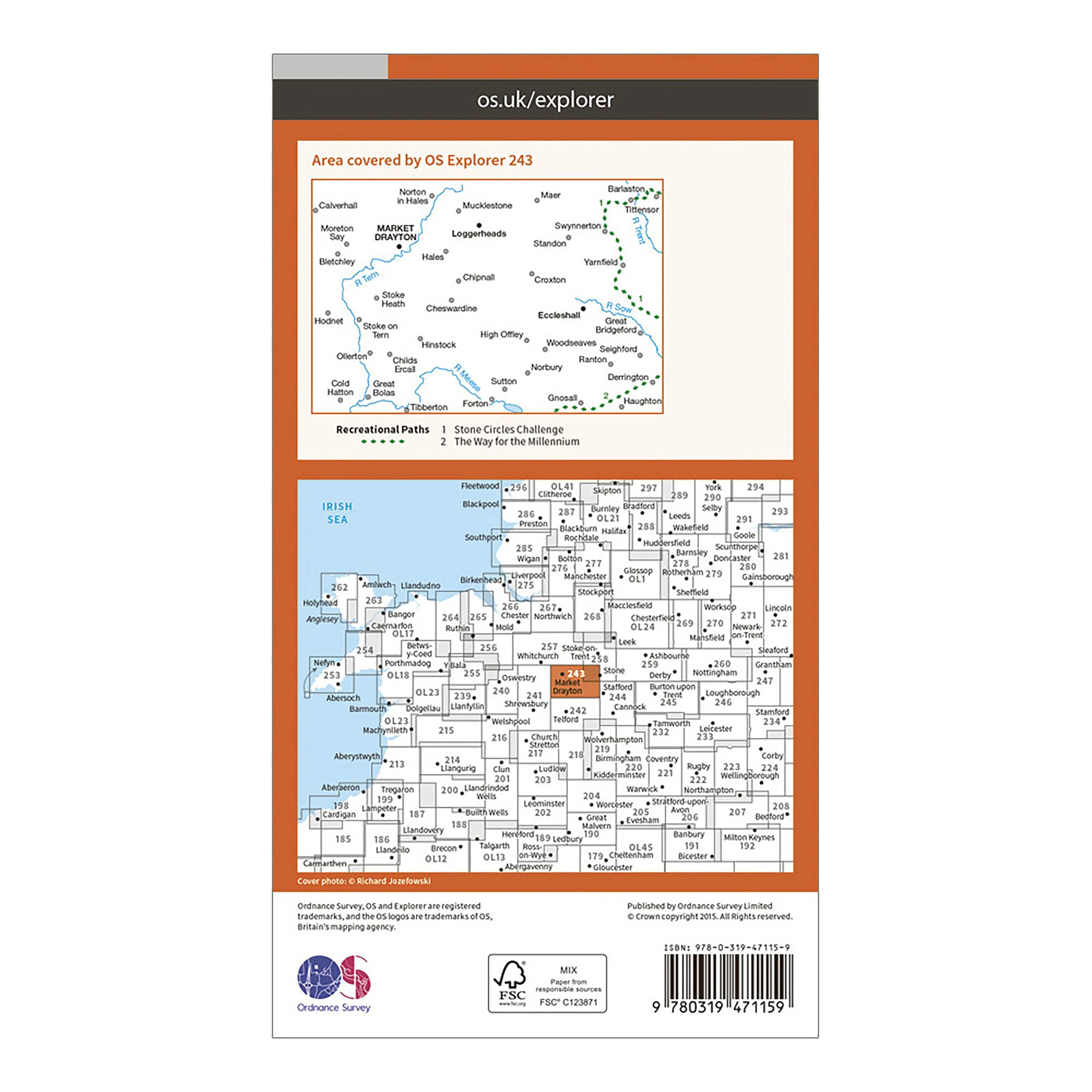 Explorer Active 243 Market Drayton, Loggerheads & Eccleshall Map With Digital Version - Image 2
