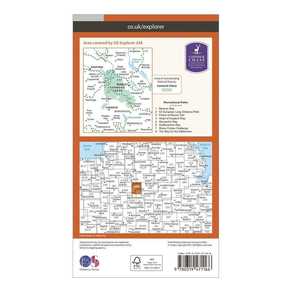 Explorer Active 244 Cannock Chase & Chasewater Map With Digital Version - Image 2
