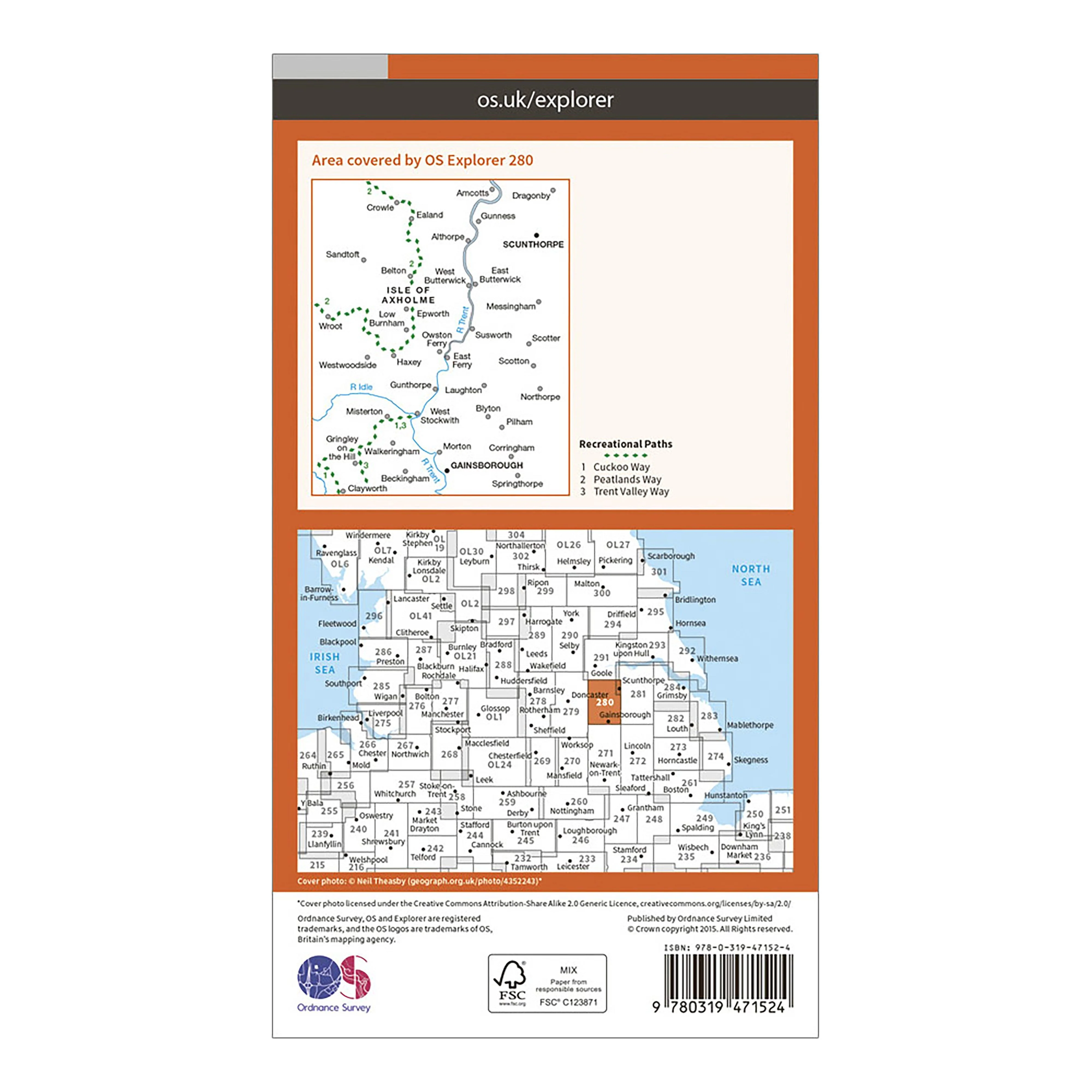 Explorer Active 280 Isle of Axholme, Scunthorpe & Gainsborough Map With Digital Version - Image 2