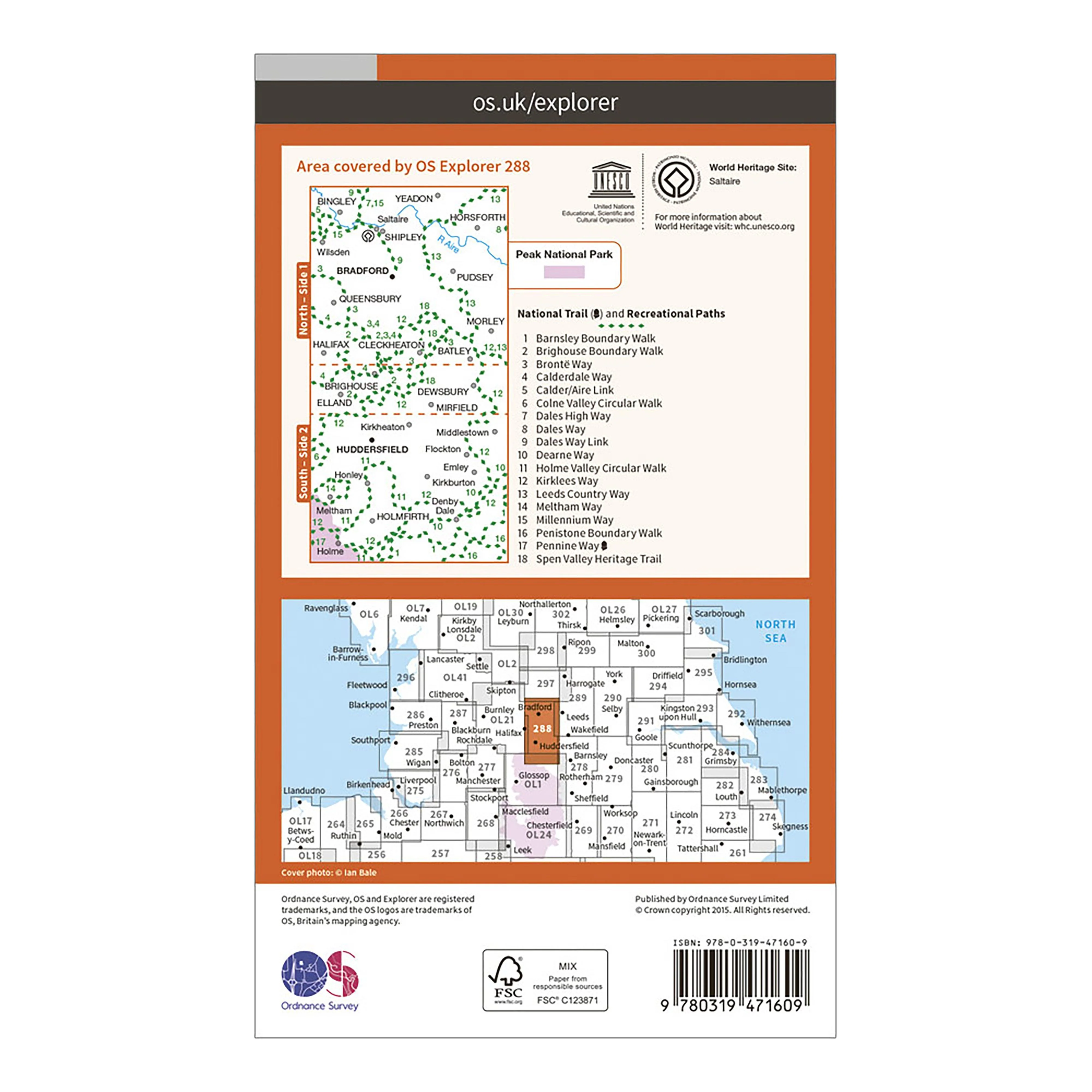 Explorer Active 288 Bradford & Huddersfield Map With Digital Version - Image 2