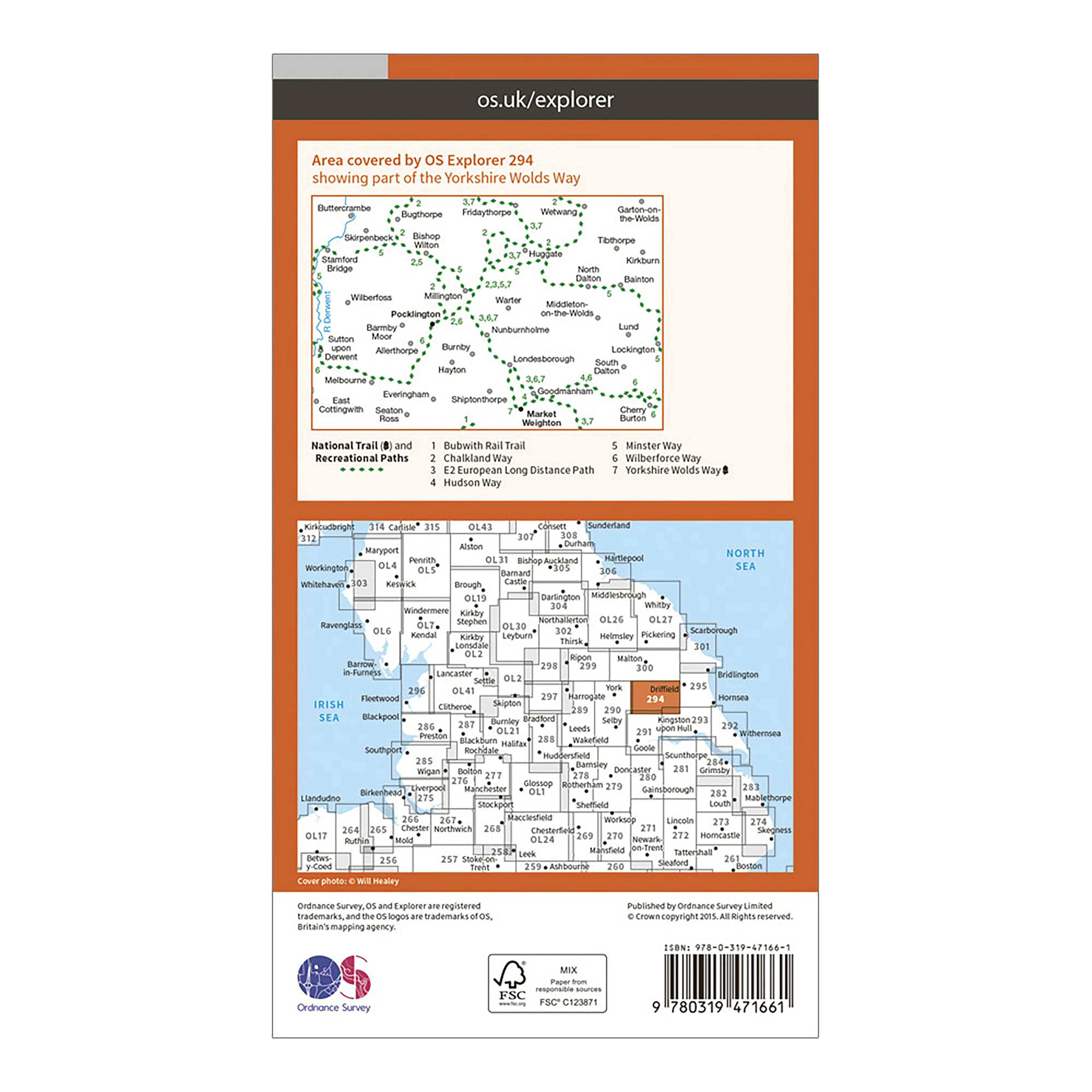 Explorer Active 294 Market Weighton & Yorkshire Wolds Central Map With Digital Version - Image 2