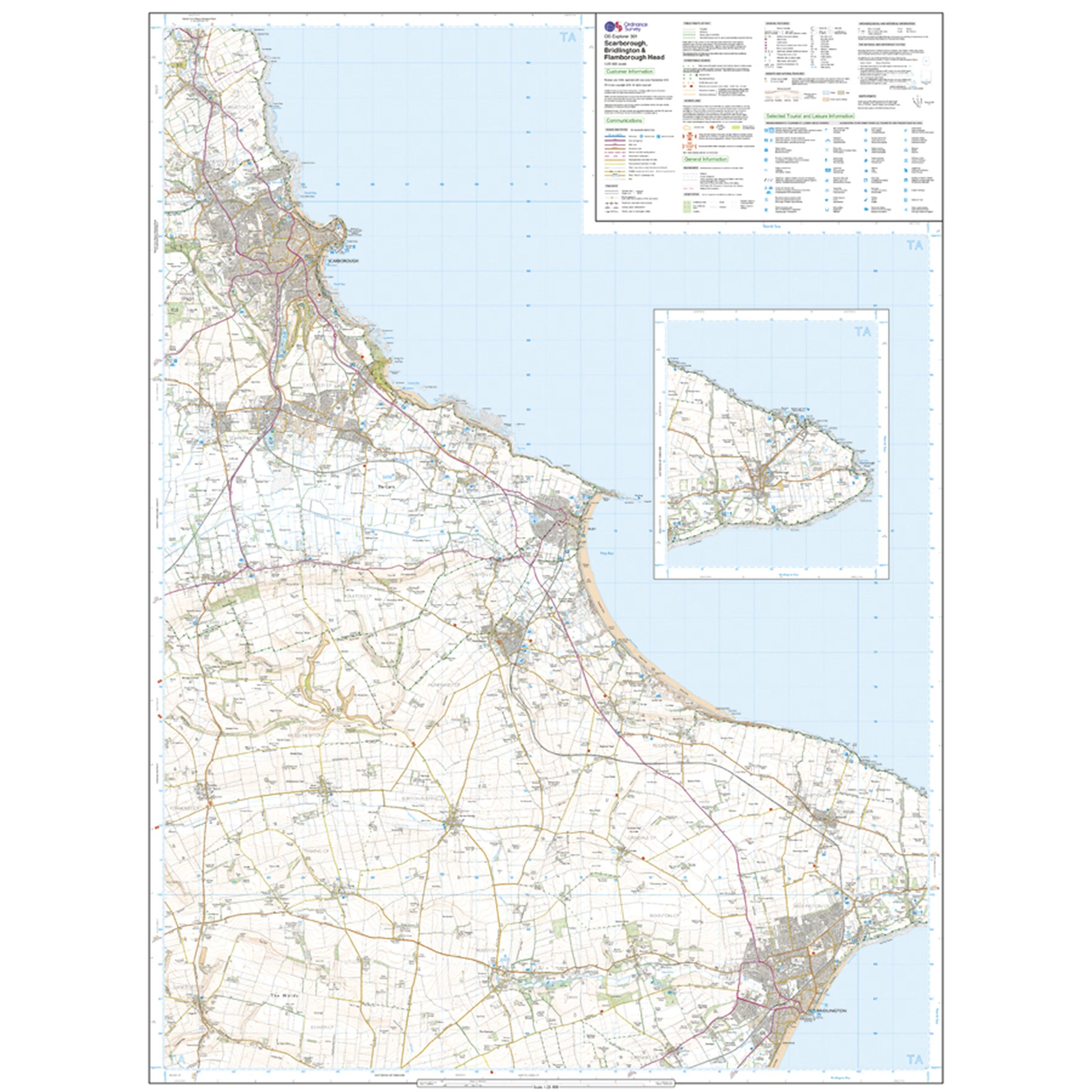 Explorer Active 301 Scarborough Bridlington  Flamborough Head Map With Digital Version - Image 3