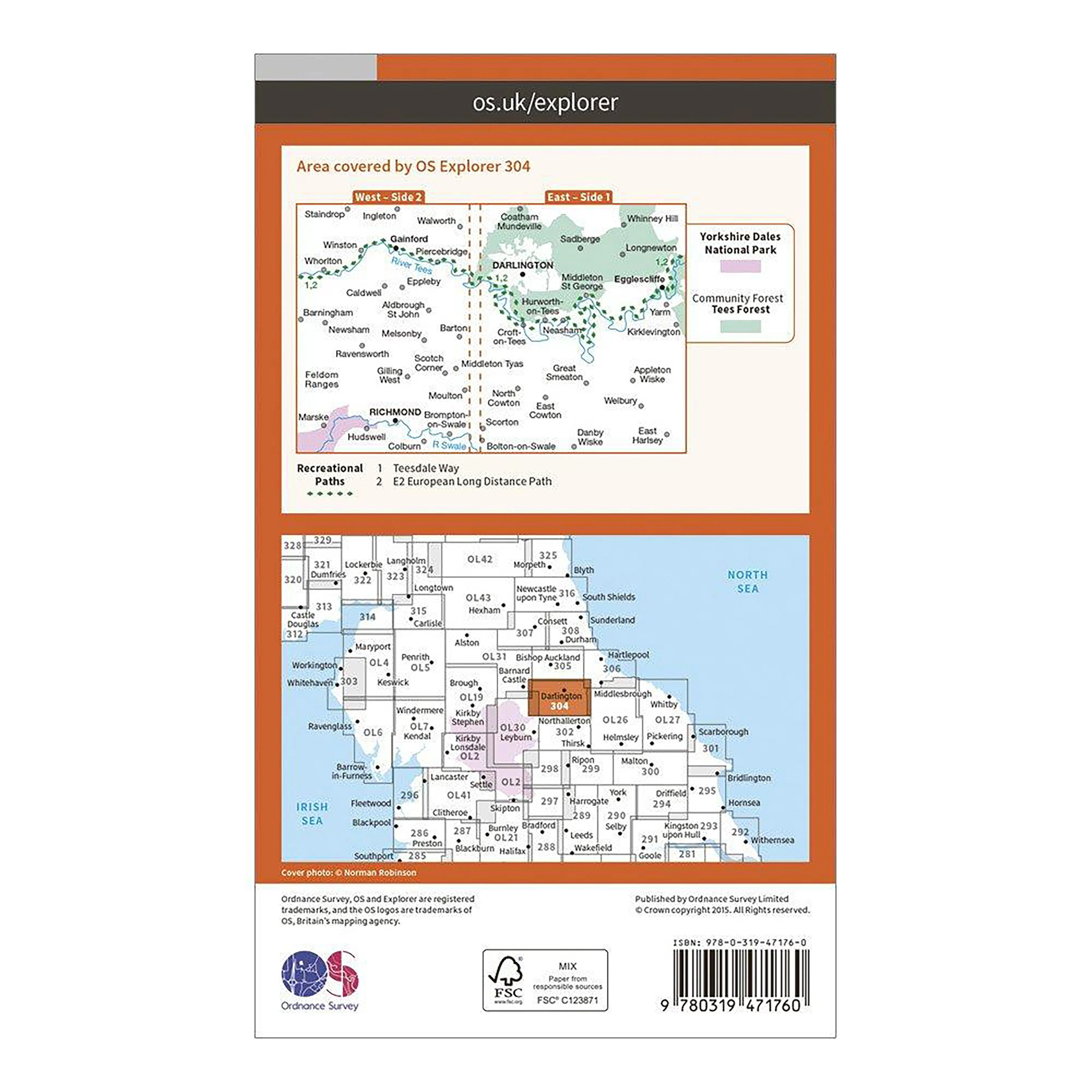 Explorer Active 304 Darlington & Richmond Map With Digital Version - Image 2