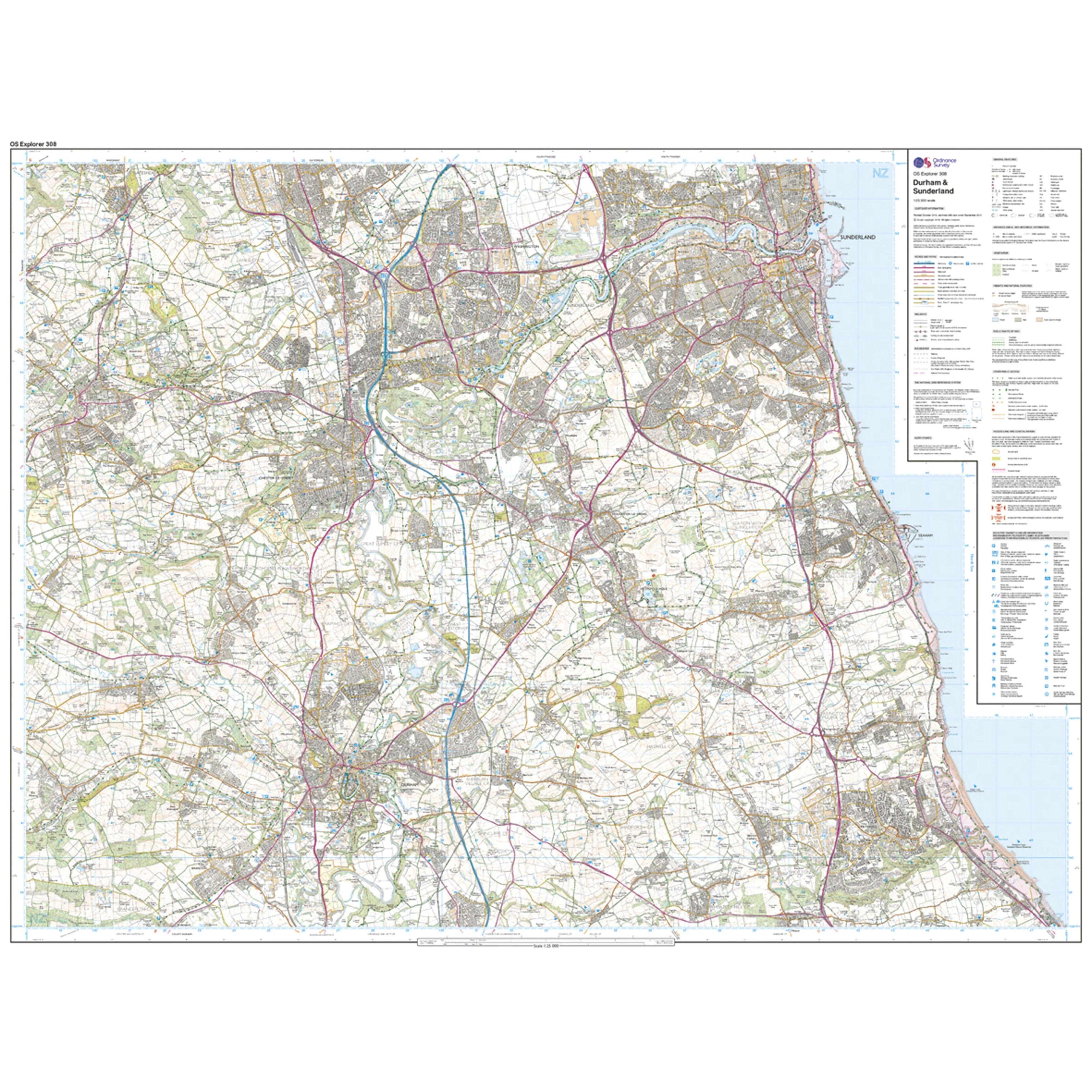 Explorer Active 308 Durham & Sunderland Map With Digital Version - Image 3