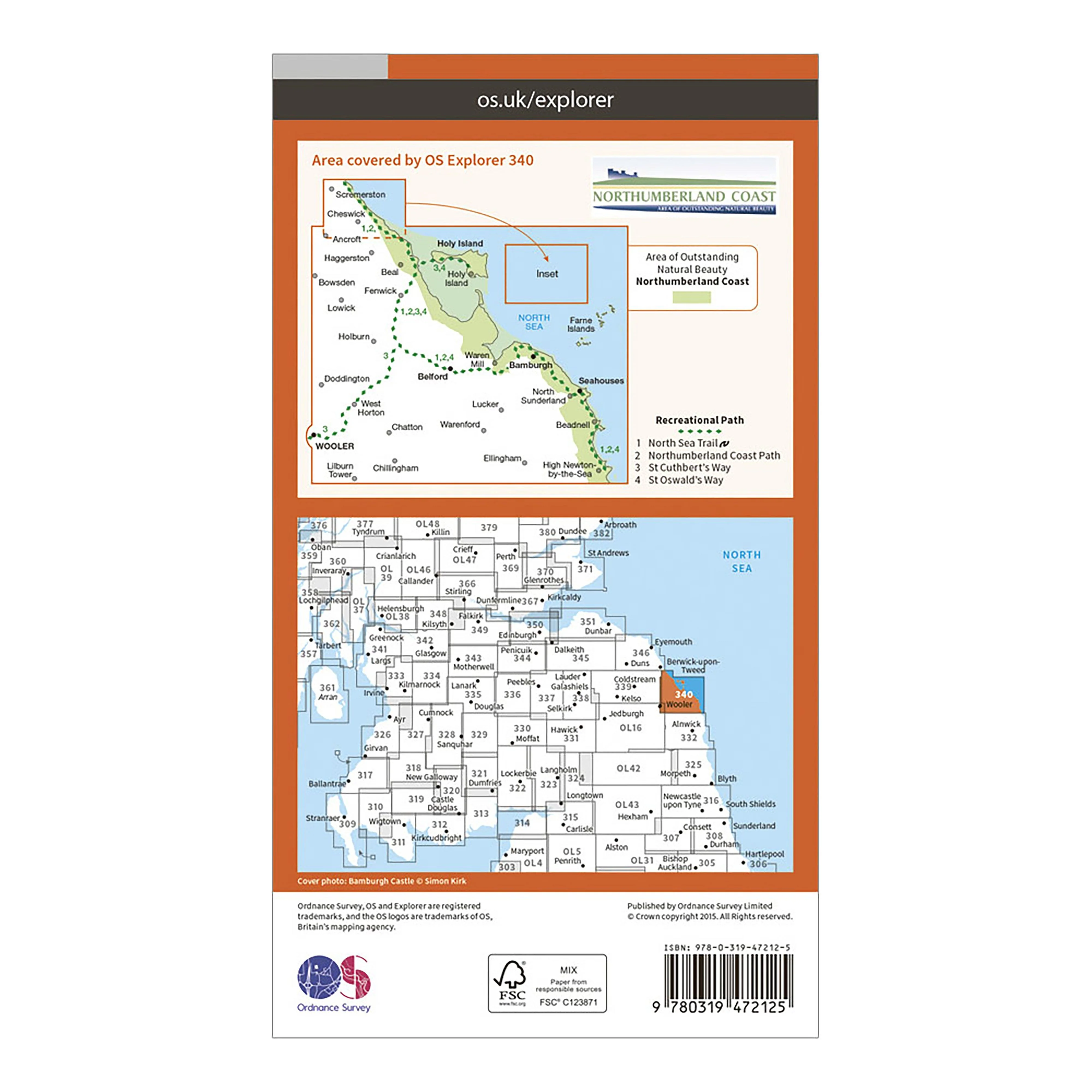 Explorer Active 340 Holy Island & Bamburgh Map With Digital Version - Image 2