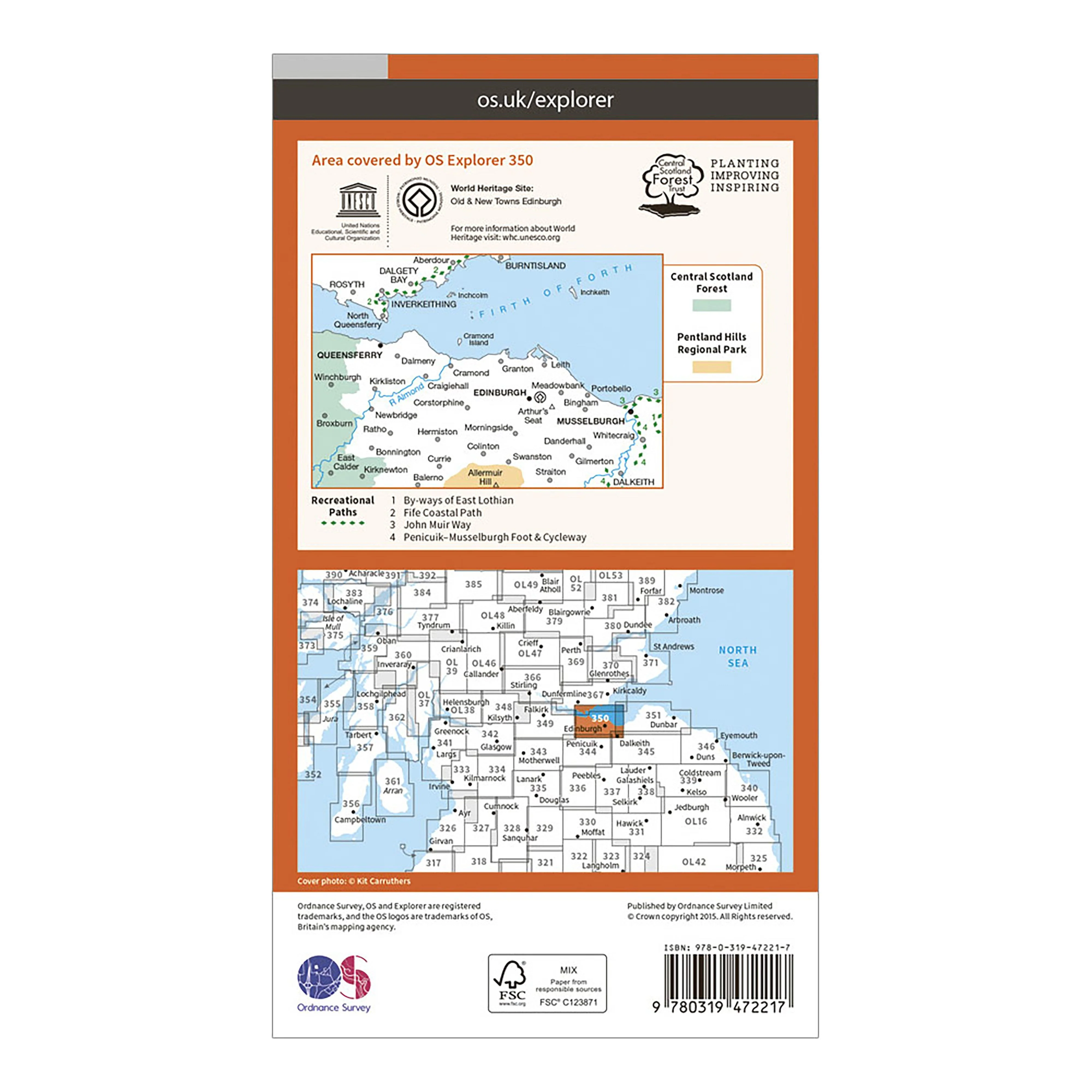 Explorer Active 350 Edinburgh Map With Digital Version - Image 2