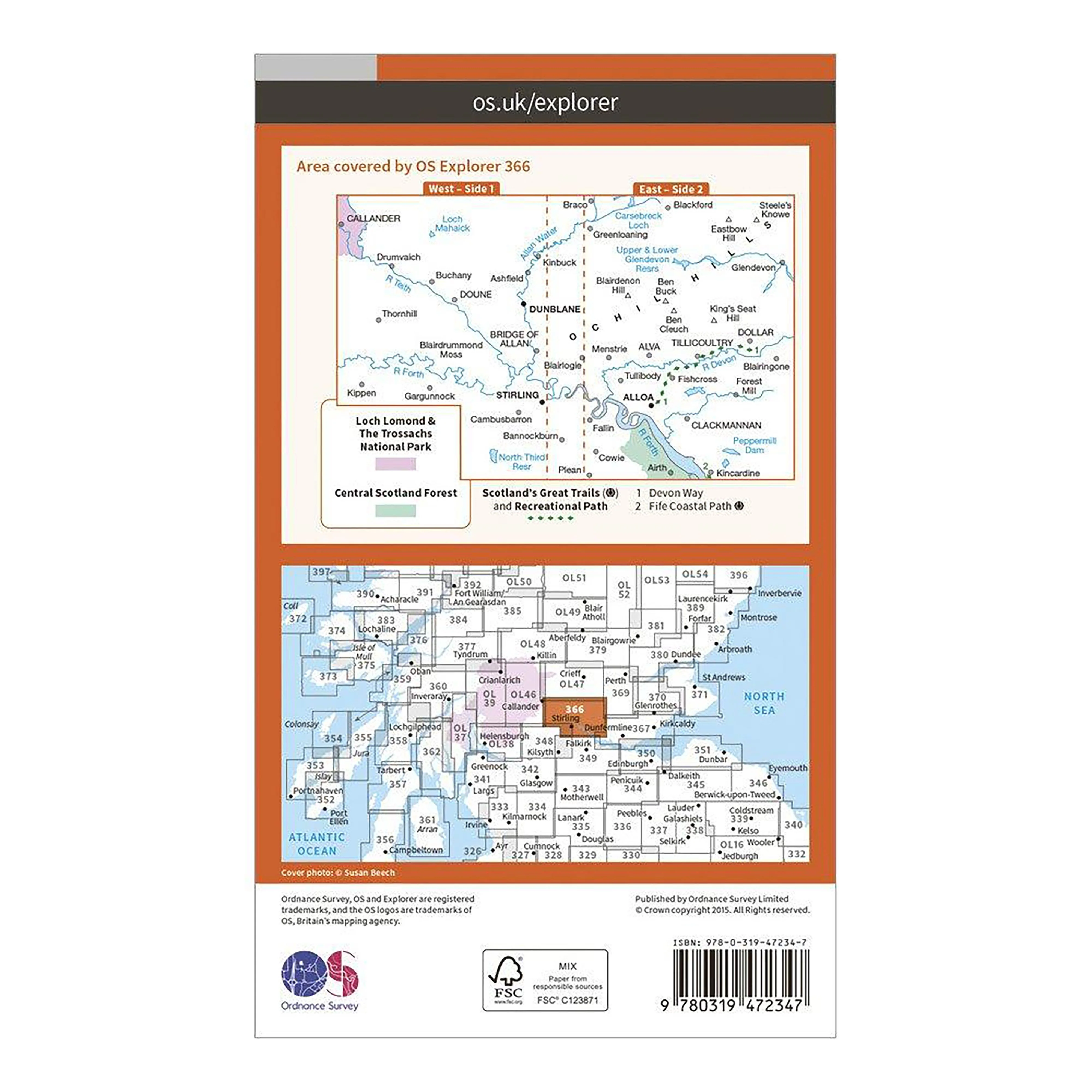 Explorer Active 366 Stirling & Ochil Hills West Map With Digital Version - Image 2