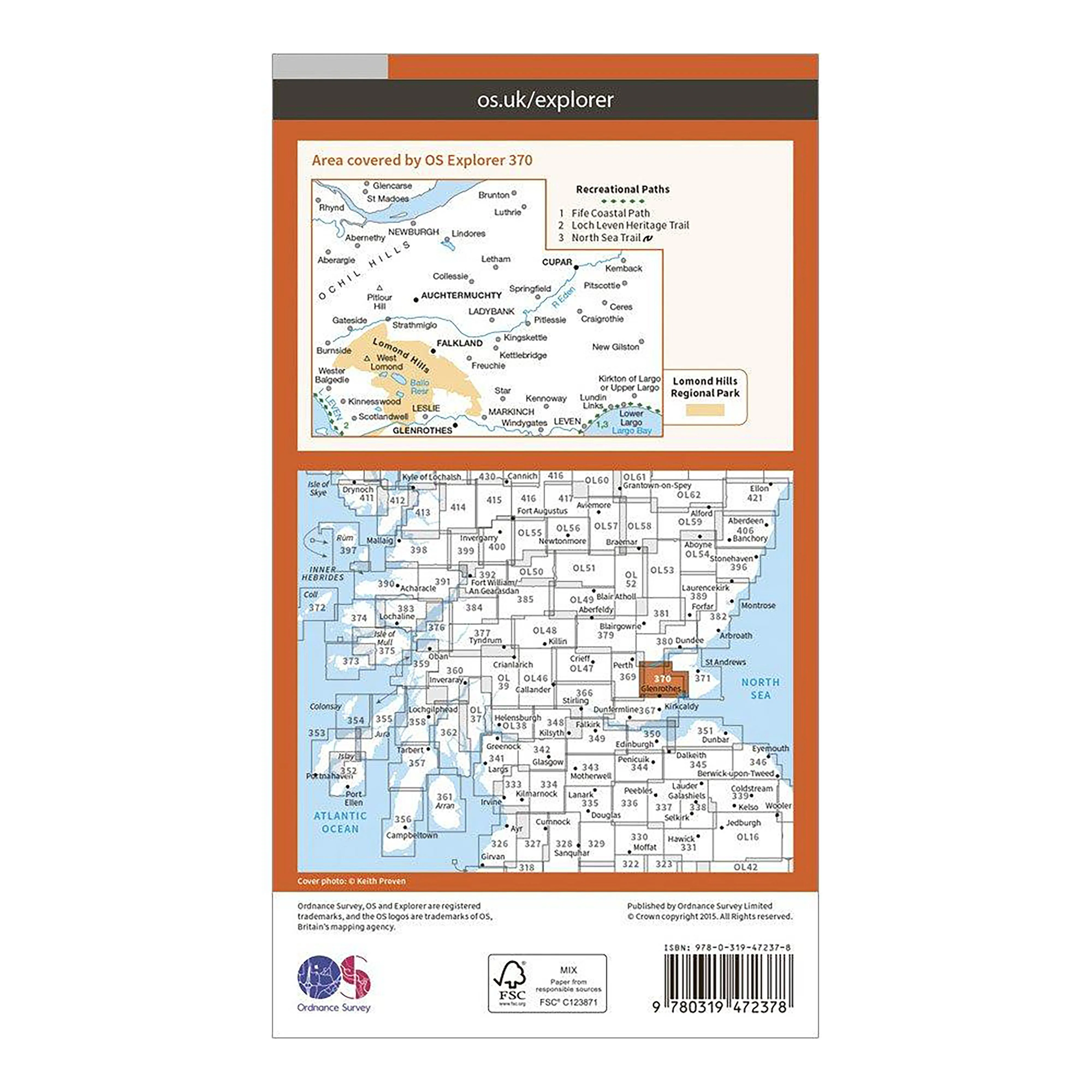 Explorer Active 370 Glenrothes North, Falkland & Lomond Hills Map With Digital Version - Image 2