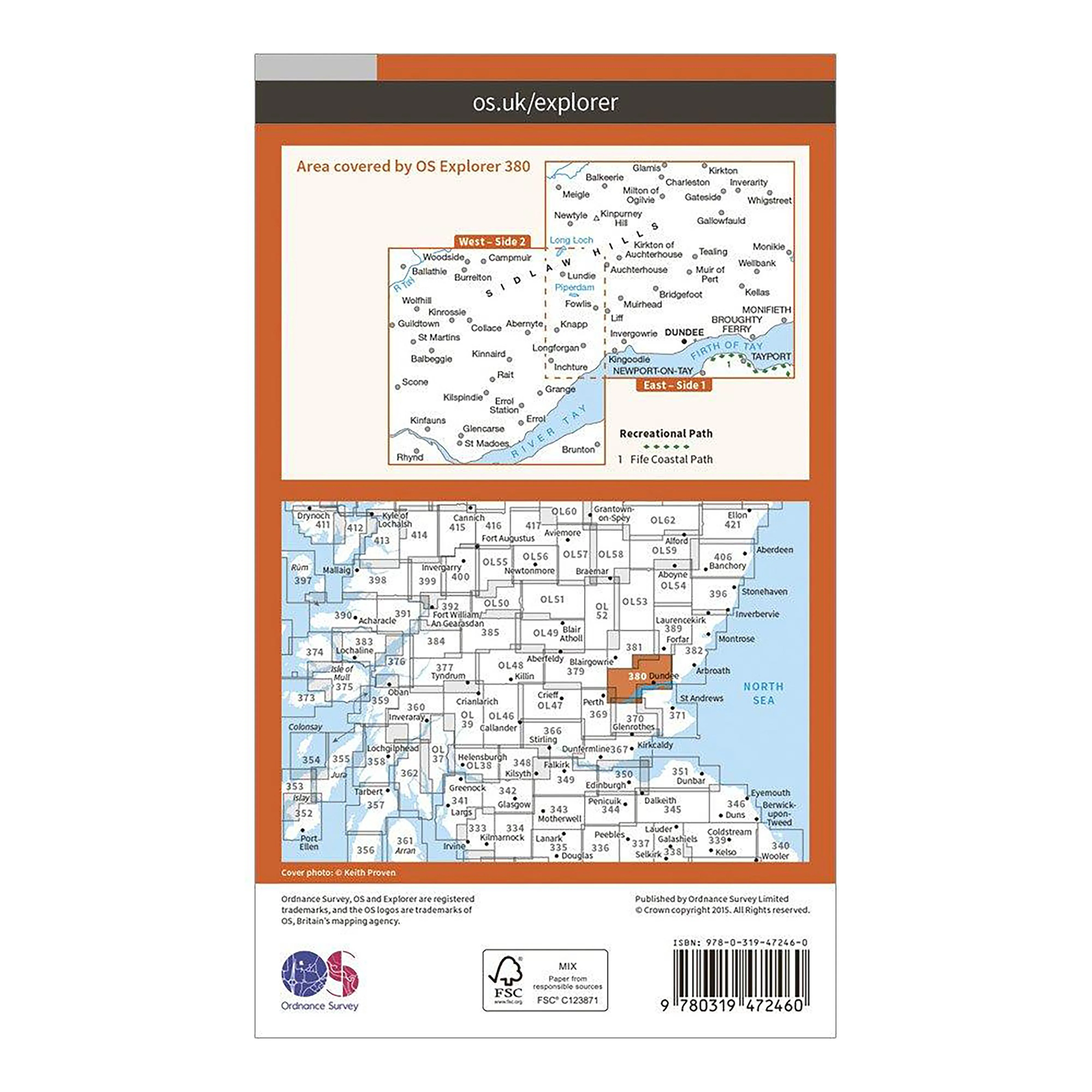 Explorer Active 380 Dundee & Sidlaw Hills Map With Digital Version - Image 2