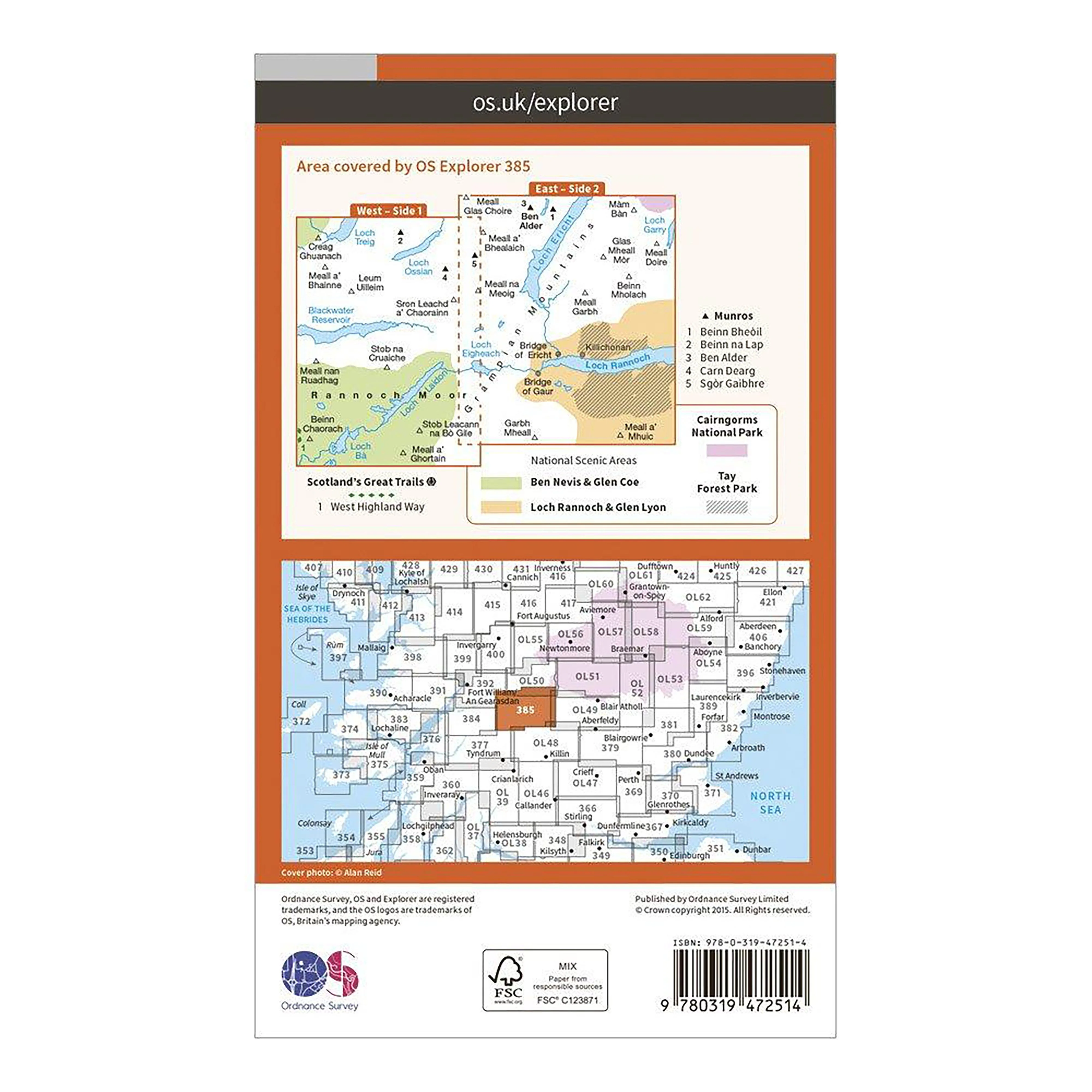 Explorer Active 385 Rannoch Moor & Ben Alder Map With Digital Version - Image 2