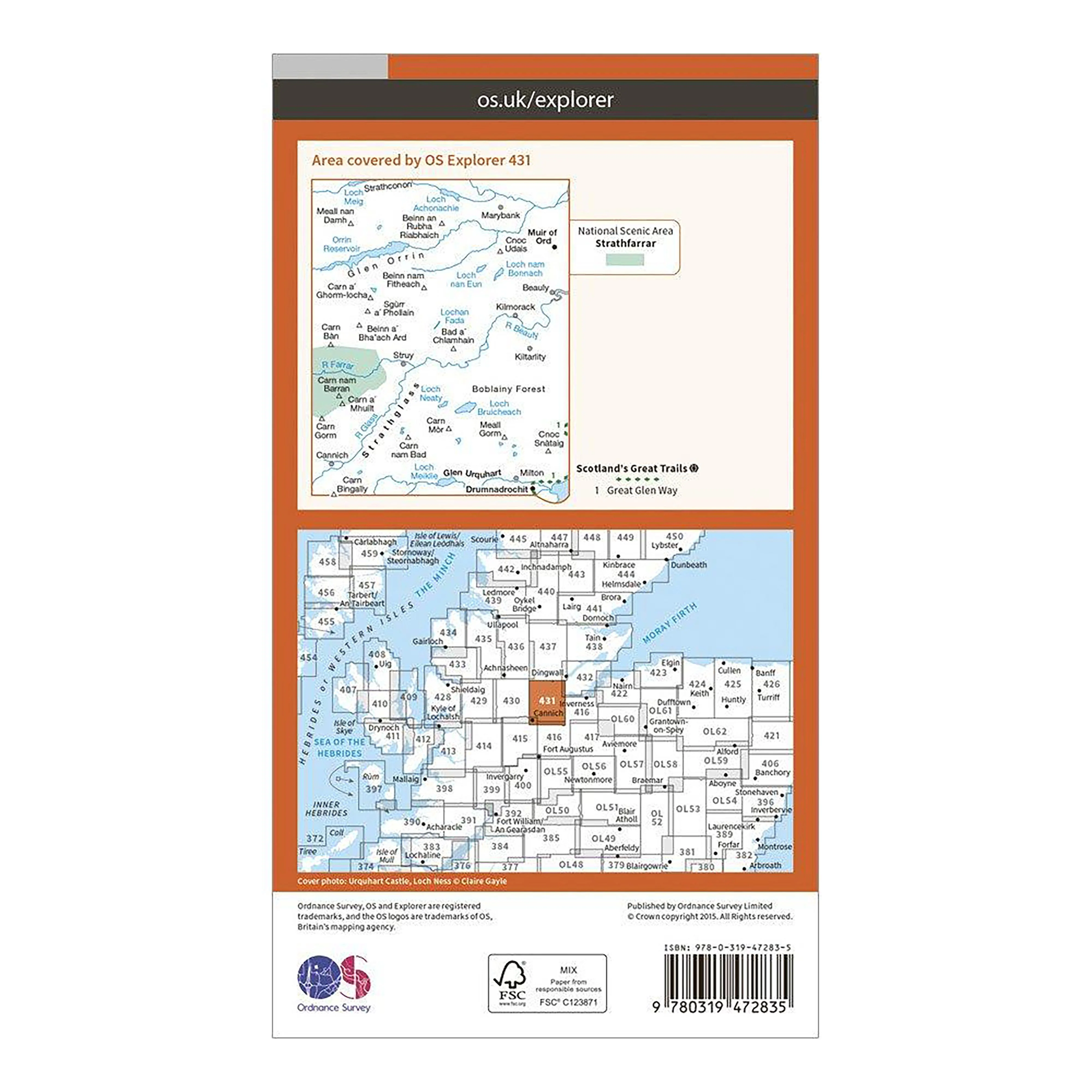 Explorer Active 431 Glen Urquhart & Strathglass Map With Digital Version - Image 2