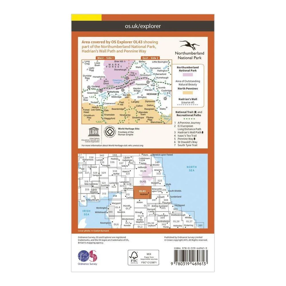 Explorer Active OL 43 Hadrian's Wall Map - Image 2