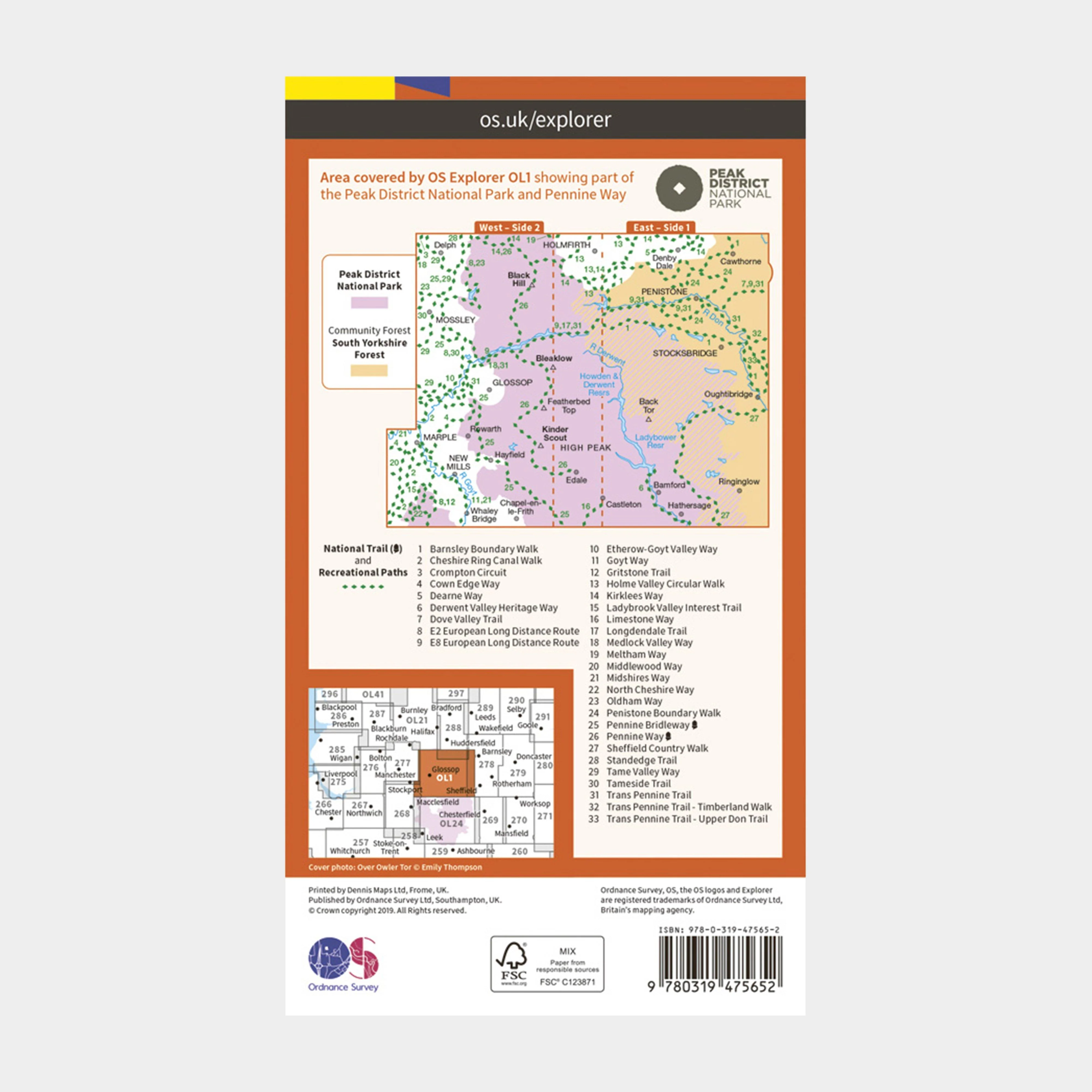 Explorer Active OL1 The Peak District - Dark Peak Area Map - Image 2