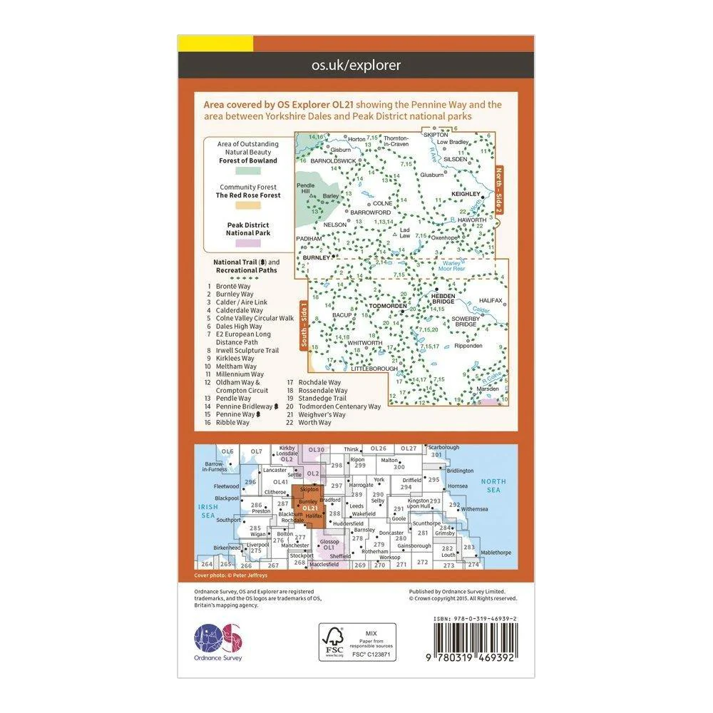 Explorer Active OL21 South Pennines Map With Digital Version - Image 2