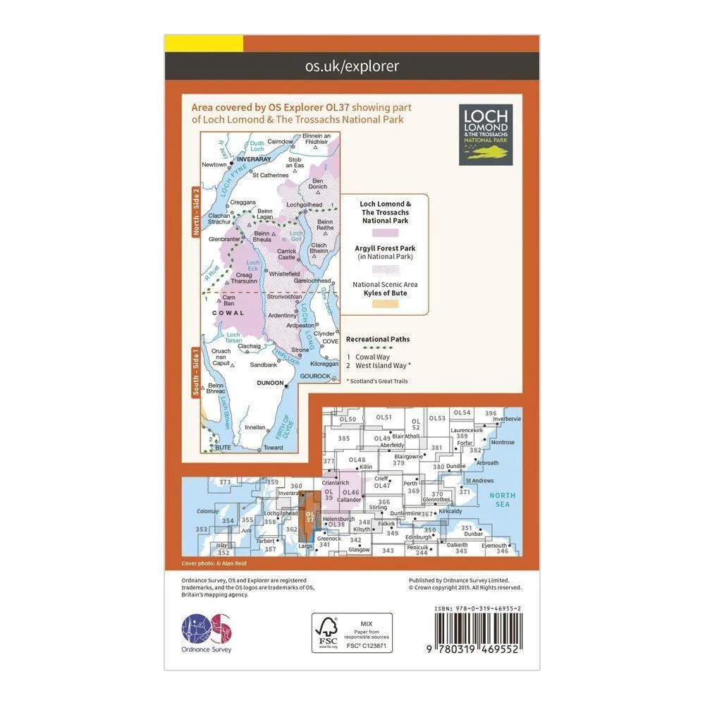 Explorer Active OL37 Cowal East Dunoon & Inveraray Map With Digital Version - Image 2